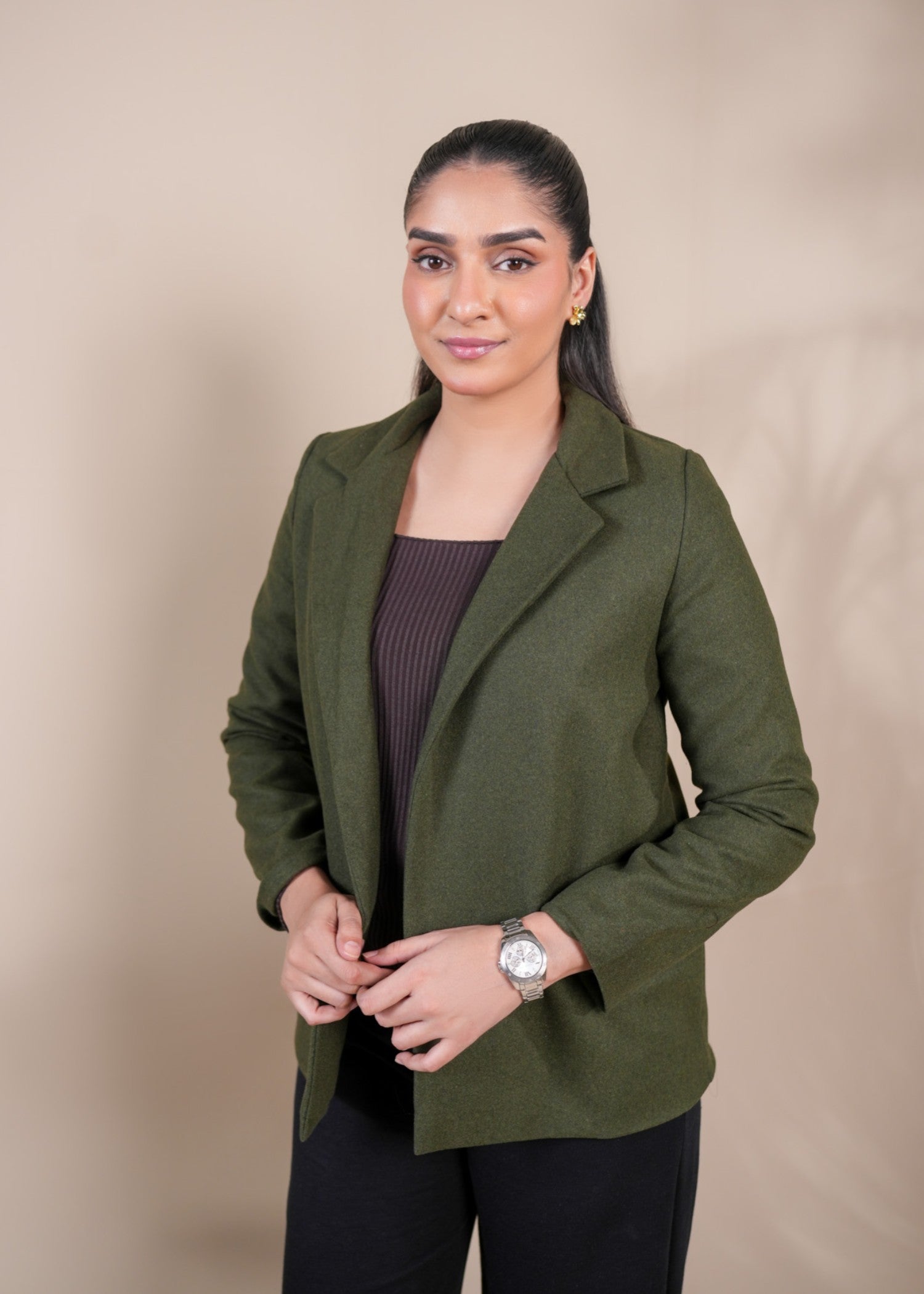 wool Coat in Olive green