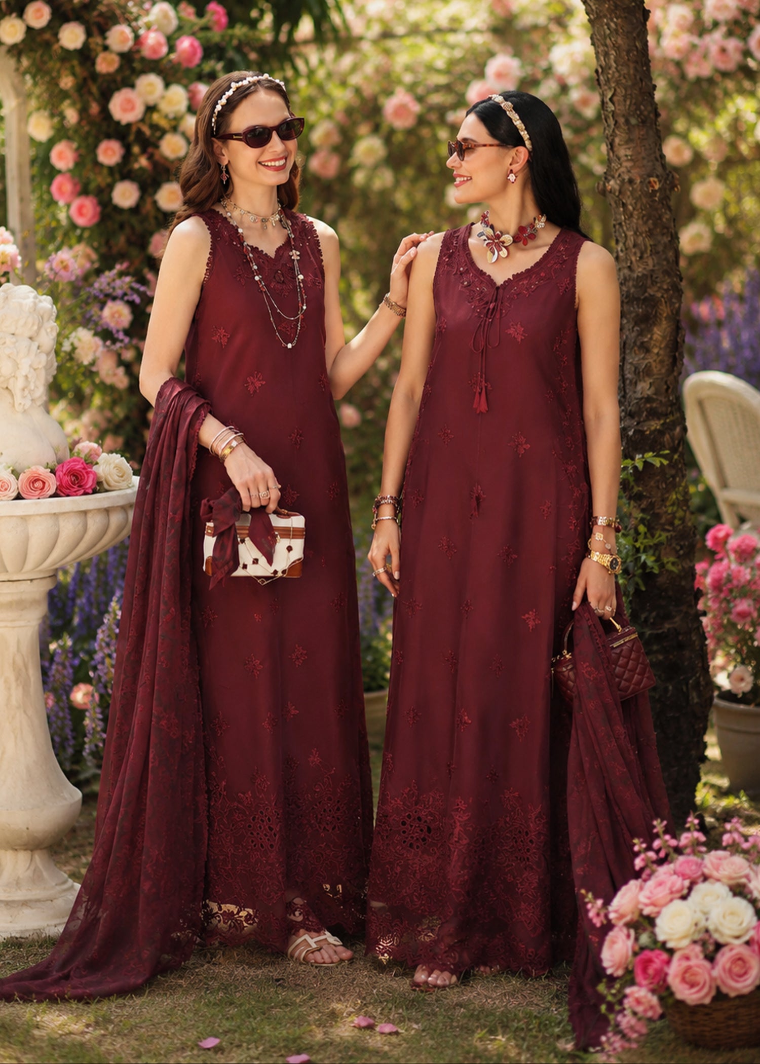 lawn Unstitched in Burgundy