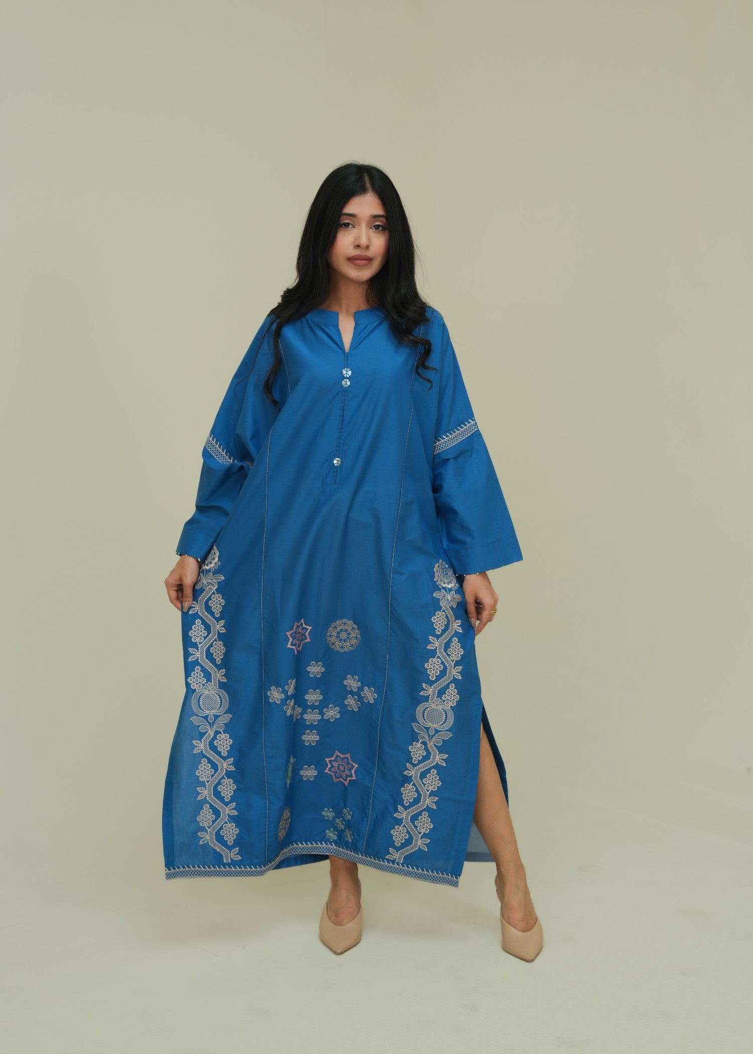 lawn Kaftan in Ocean blue