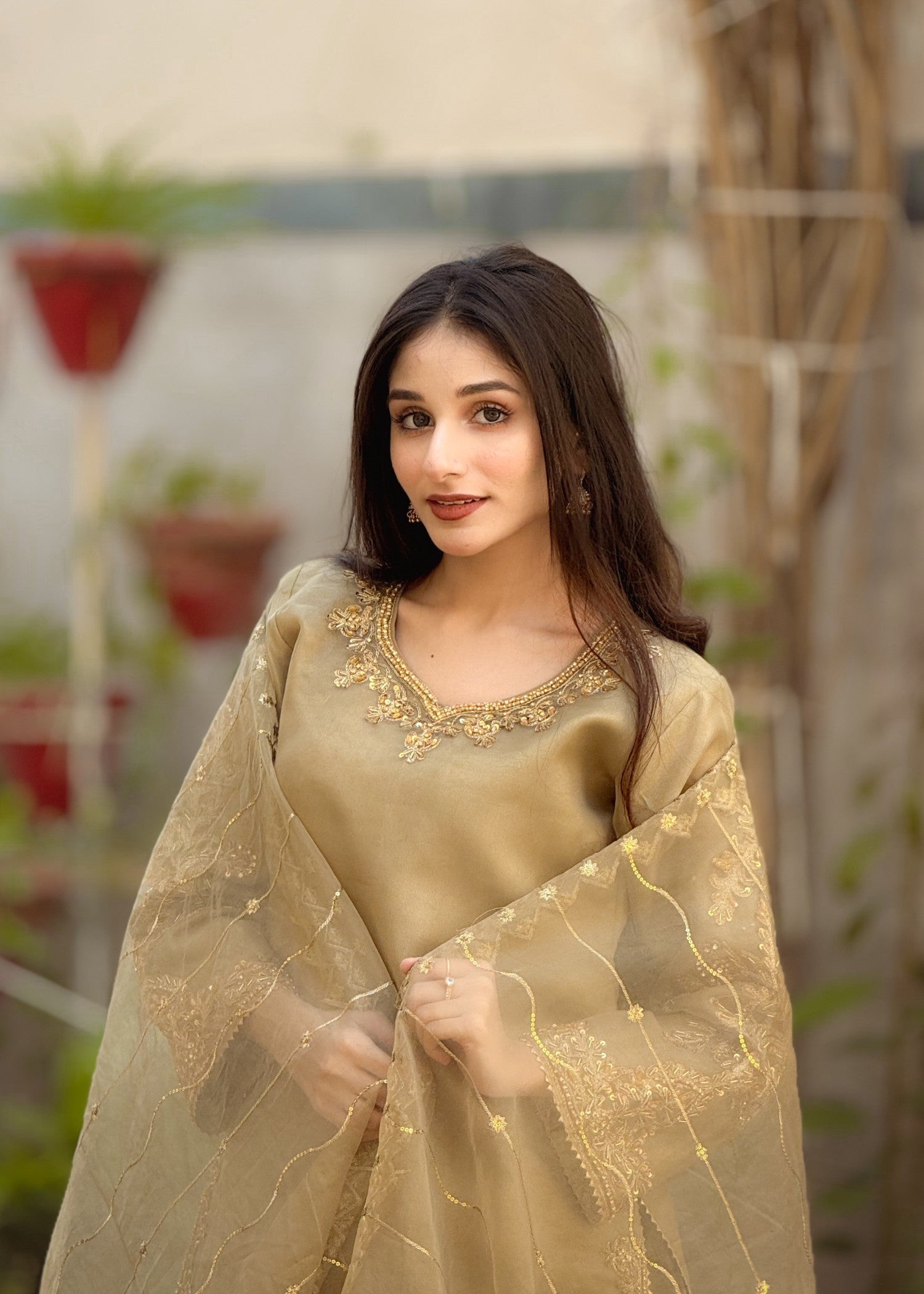 masuri Sharara in Golden brown