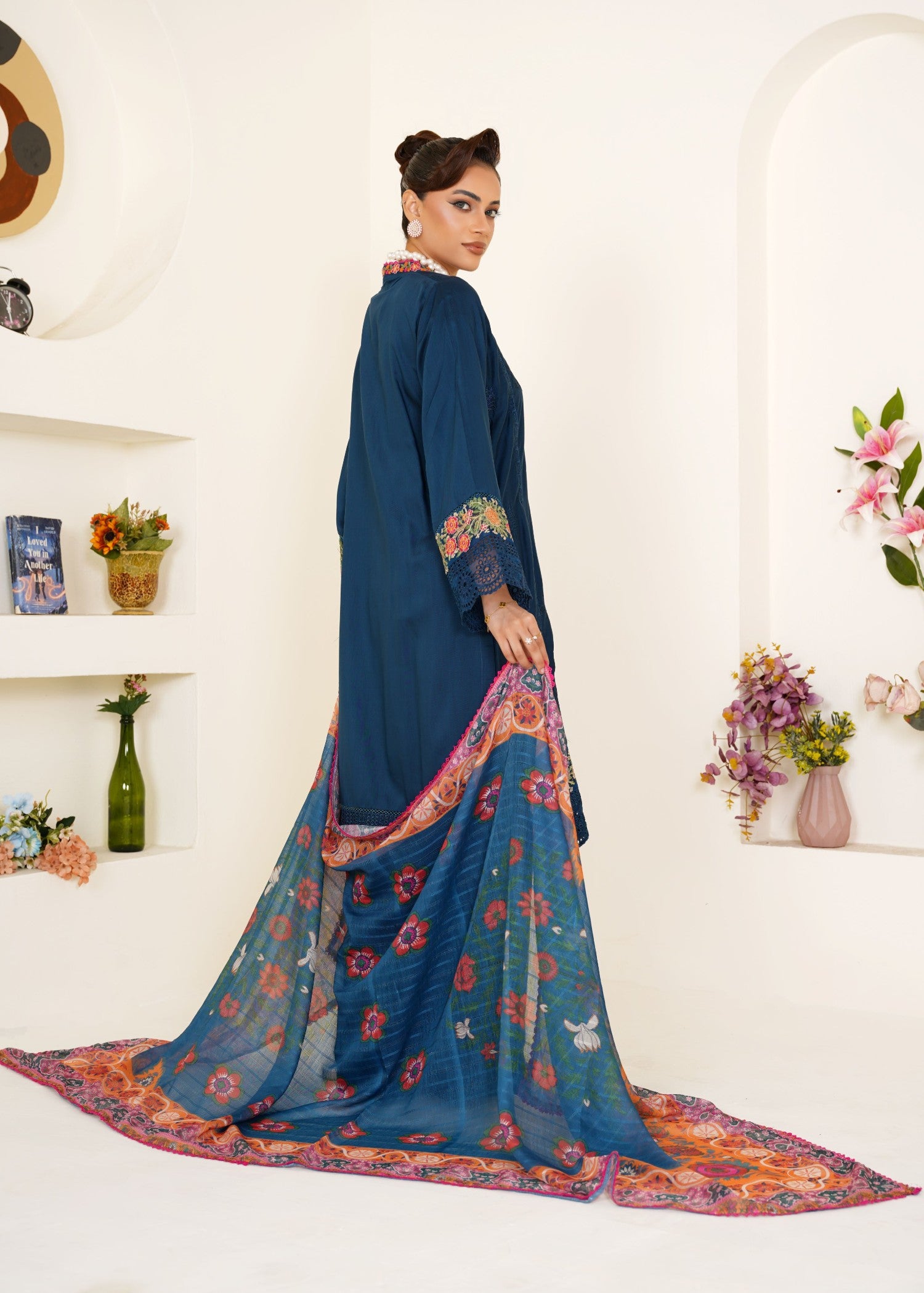 viscose Kurta Set in Midnight blue