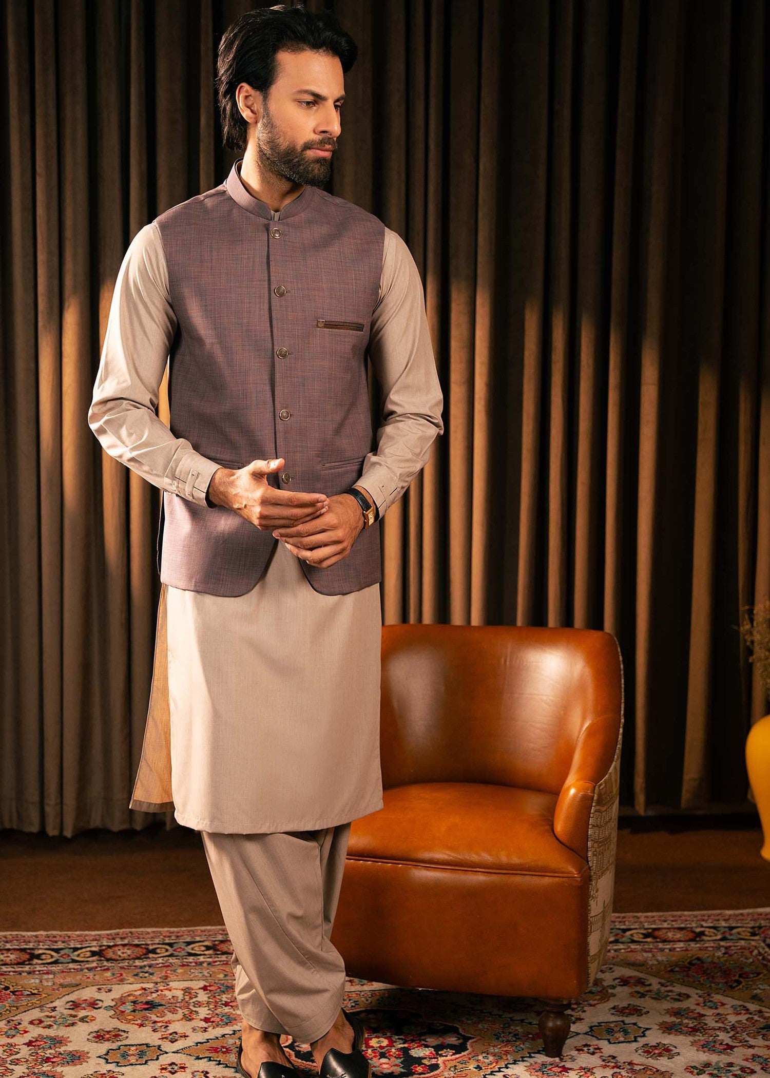 cotton Waistcoat in Mauve