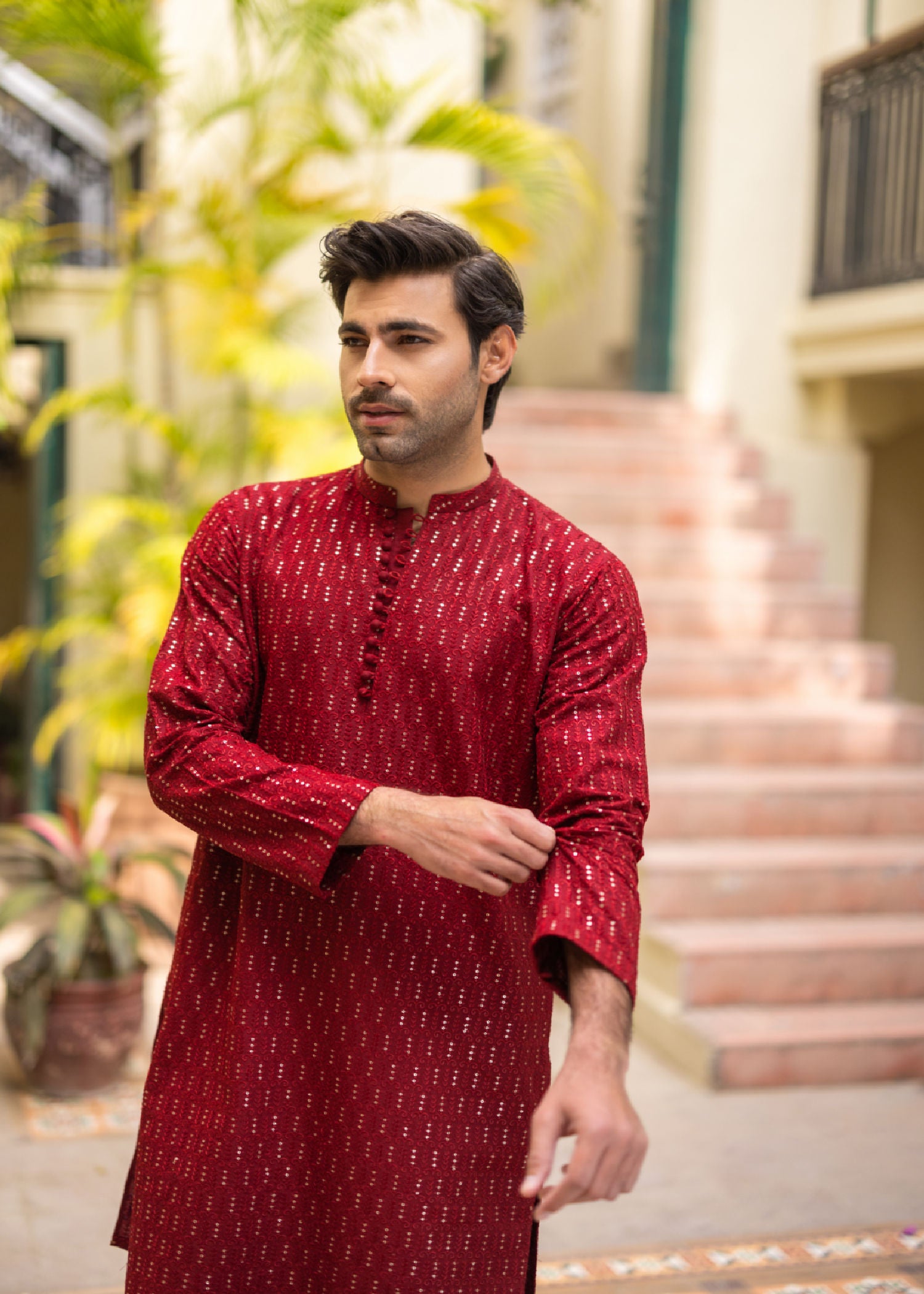masuri Kurta Set in Red