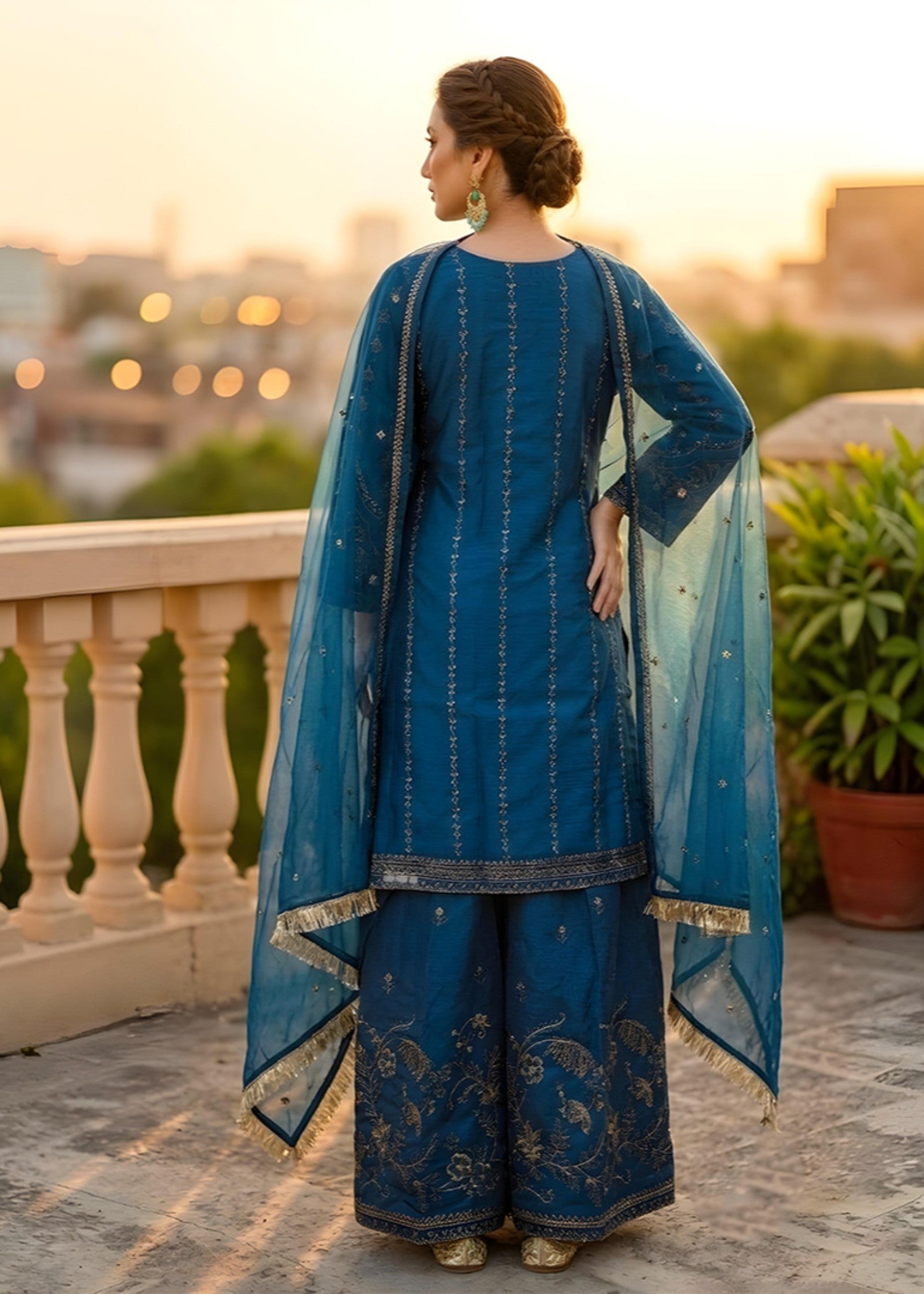 organza Sharara in Royal blue
