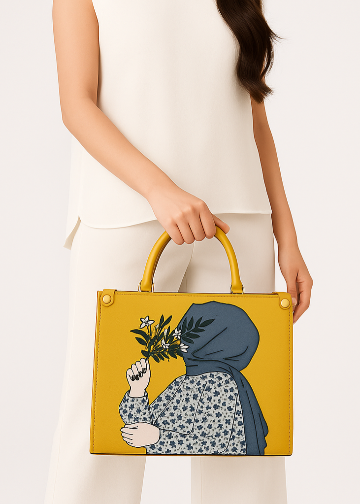 Tote Bag in Mustard, marigold Color by - Trendy Women Tote Bag WSJ3965