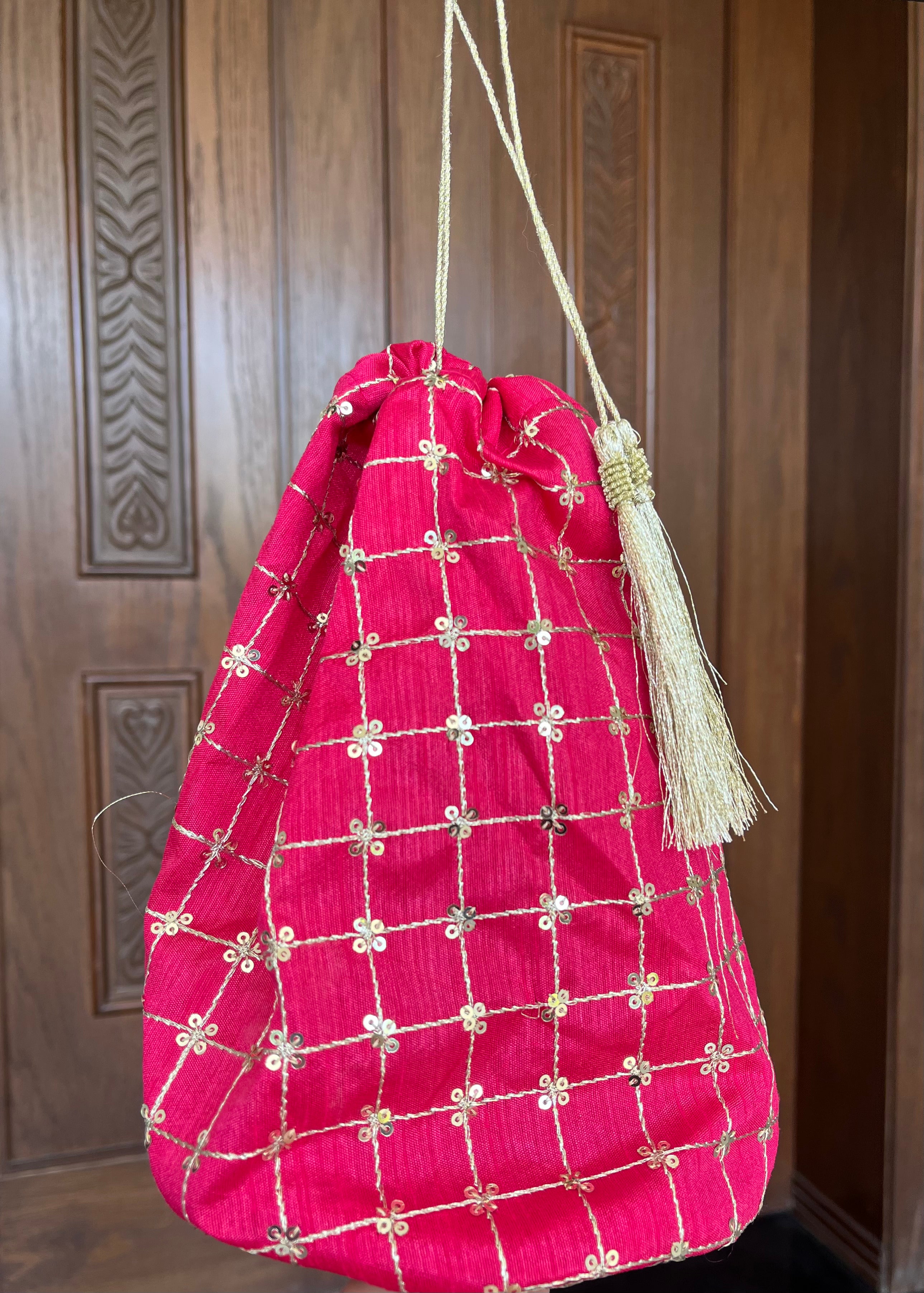 raw silk Lehenga in Shocking pink, multi
