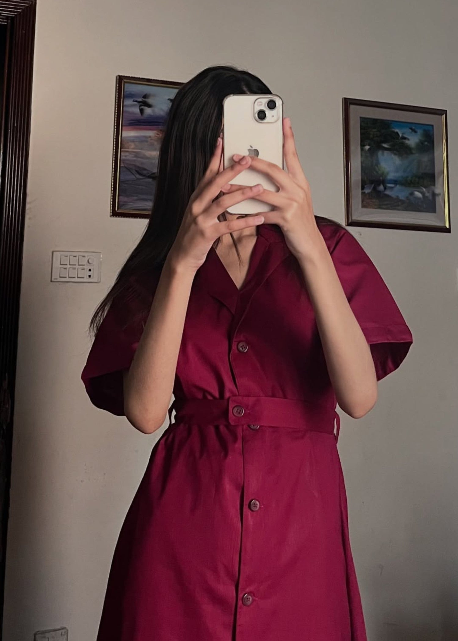 cotton Frock in Maroon