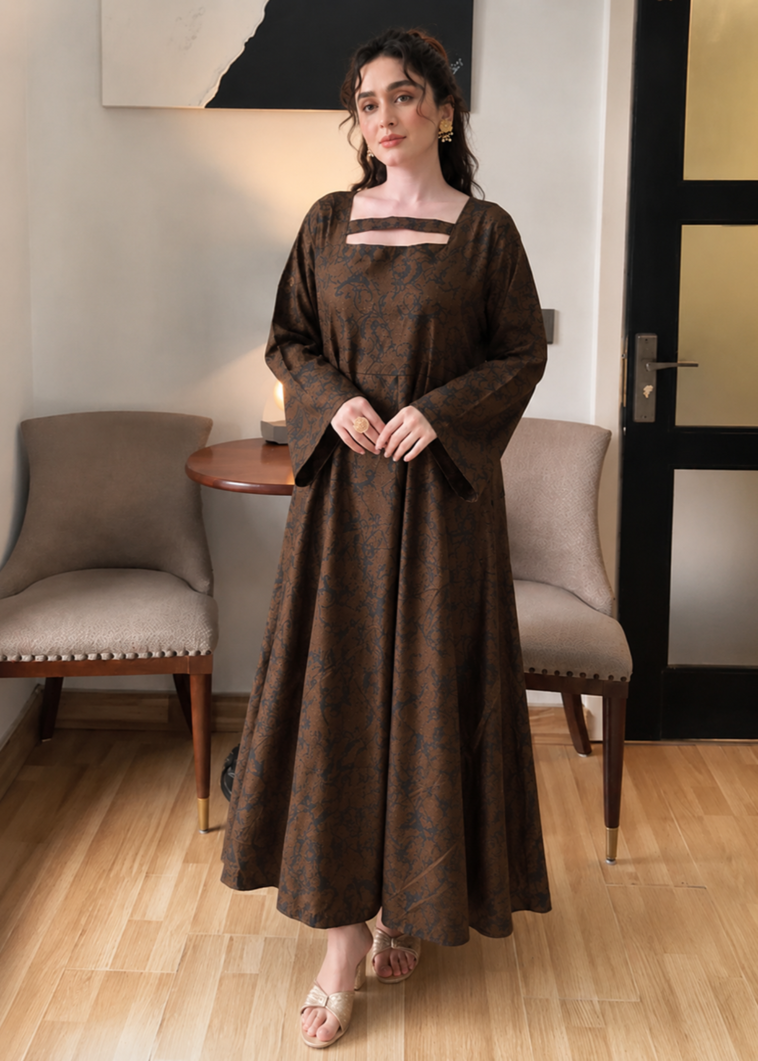 kattan silk Maxi in Espresso brown