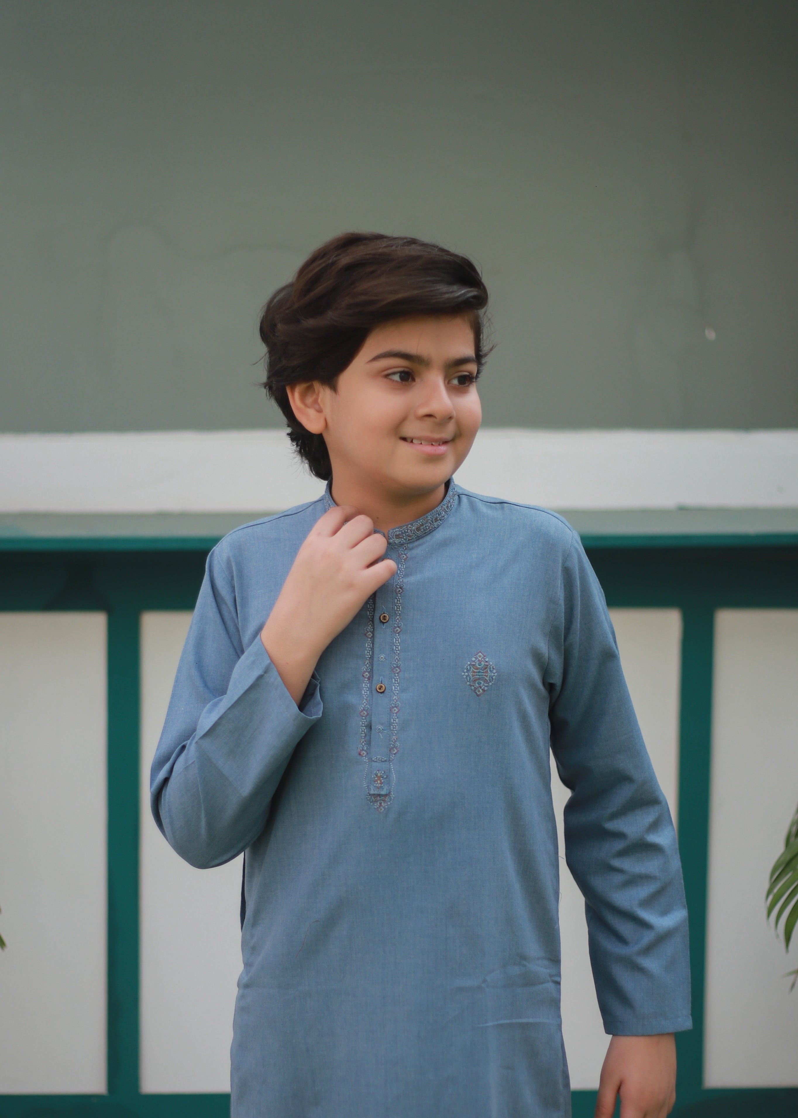 cotton Kurta Set in Carolina blue