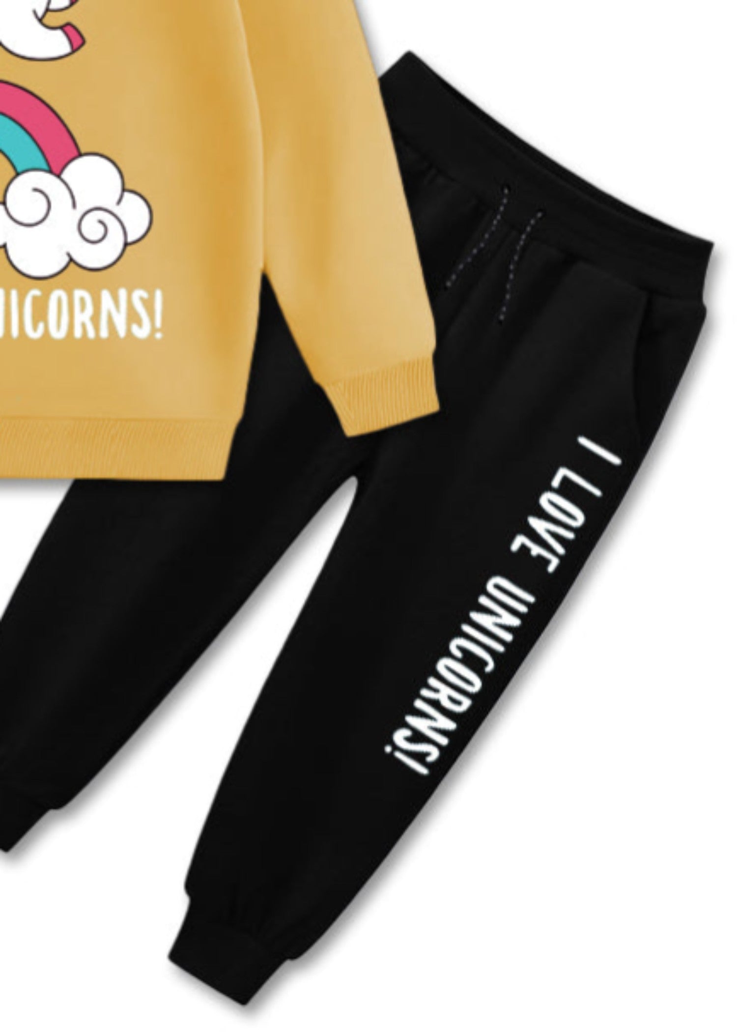 fleece Sweatshirt in Black, mustard