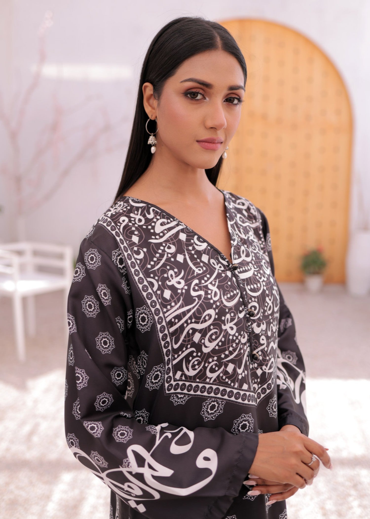 raw silk Kurti in Jet black