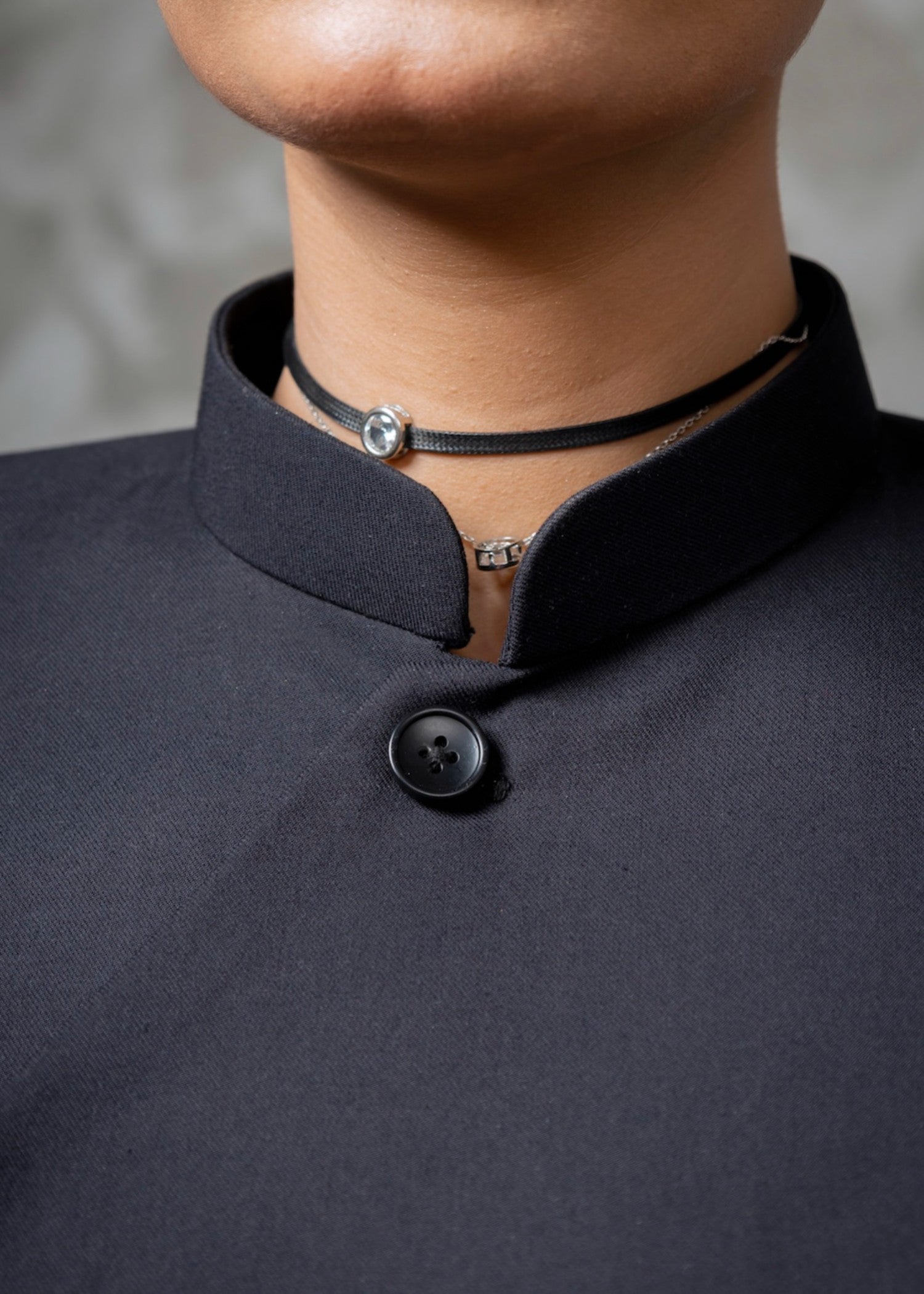 twill cotton Top in Black