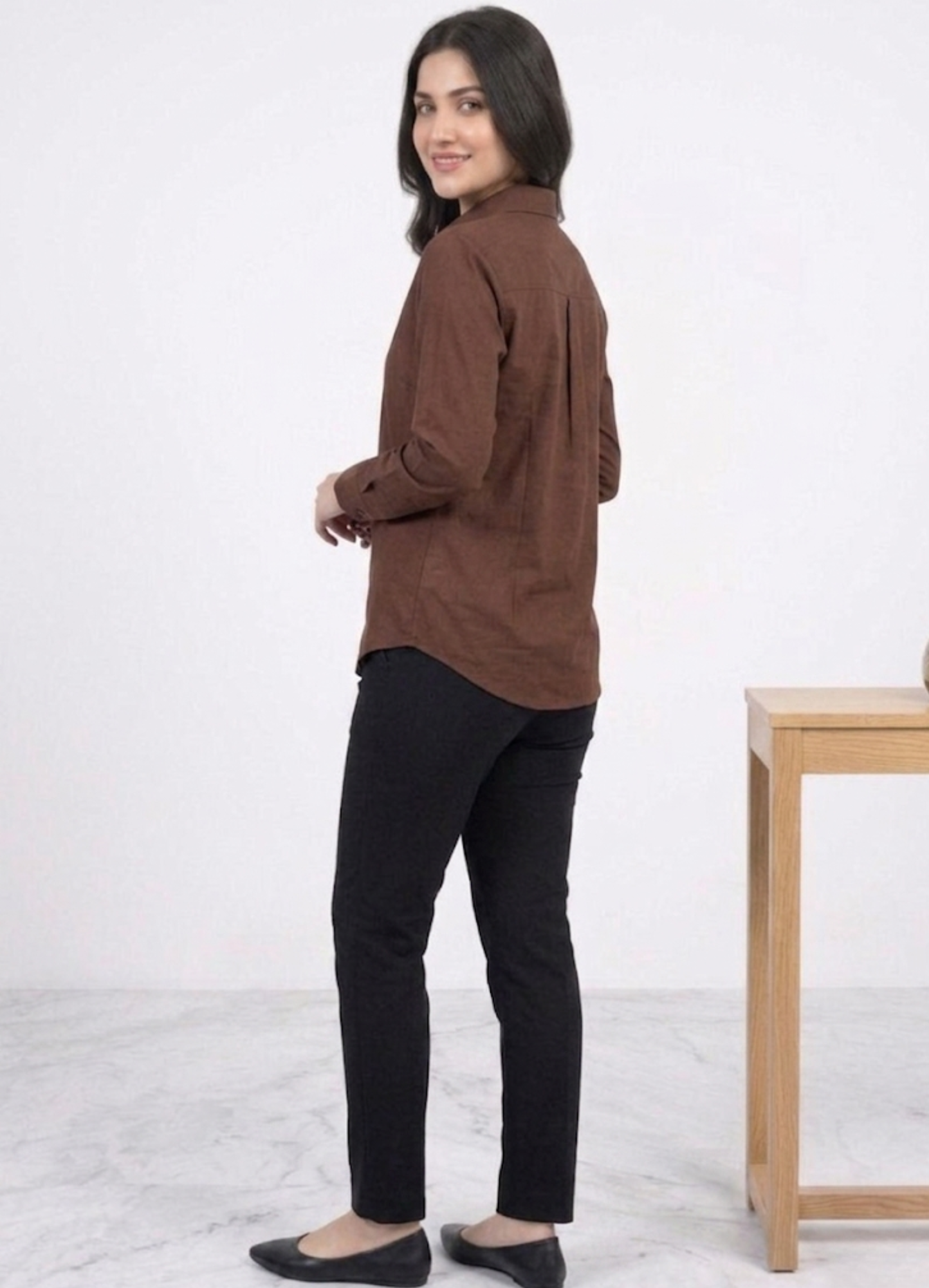 cotton silk Top in Walnut brown