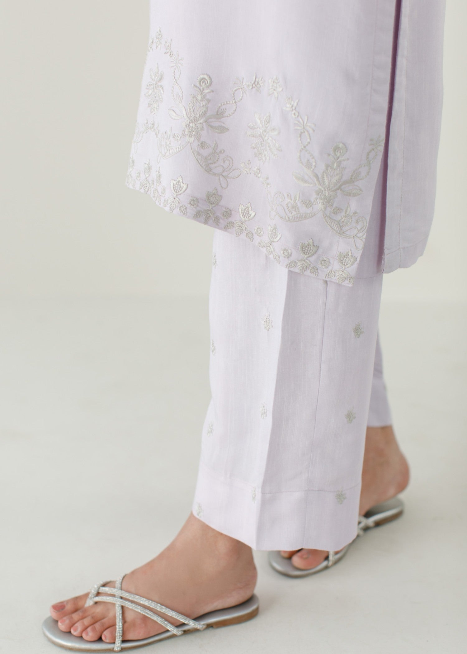 raw silk Kurta Set in Lavender