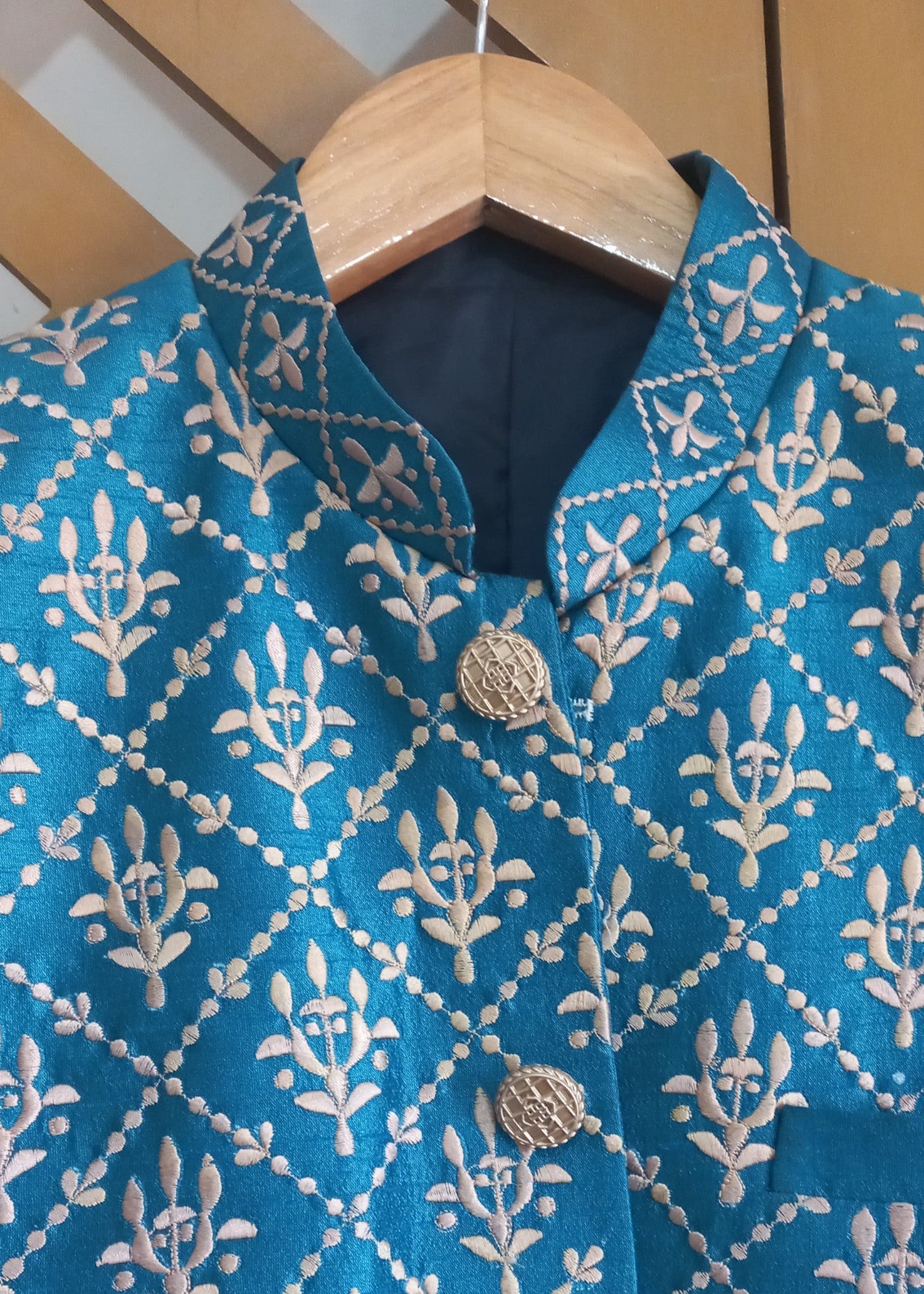 silk Prince Coat in Ocean blue