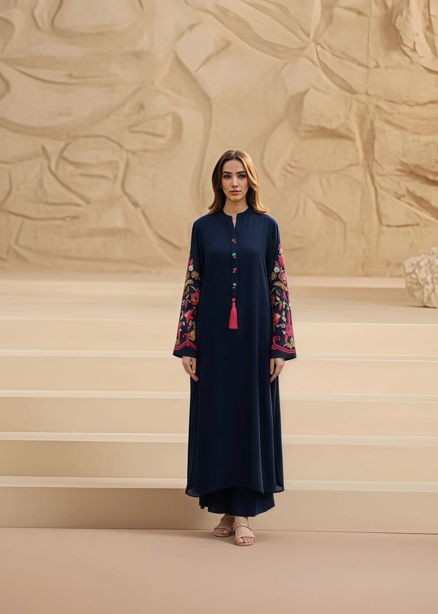 linen Kurta Set in Blue