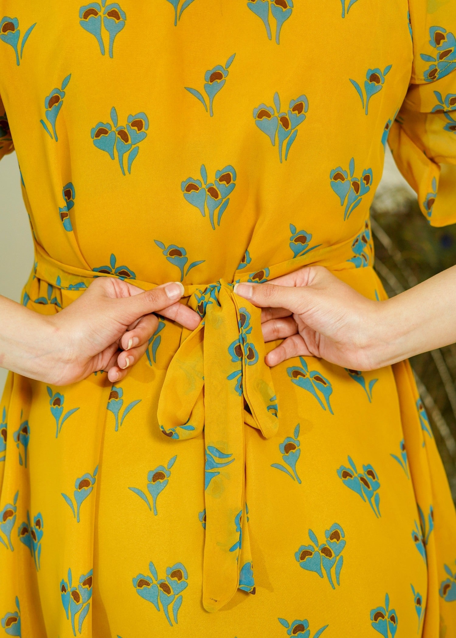 georgette Dress in Yellow