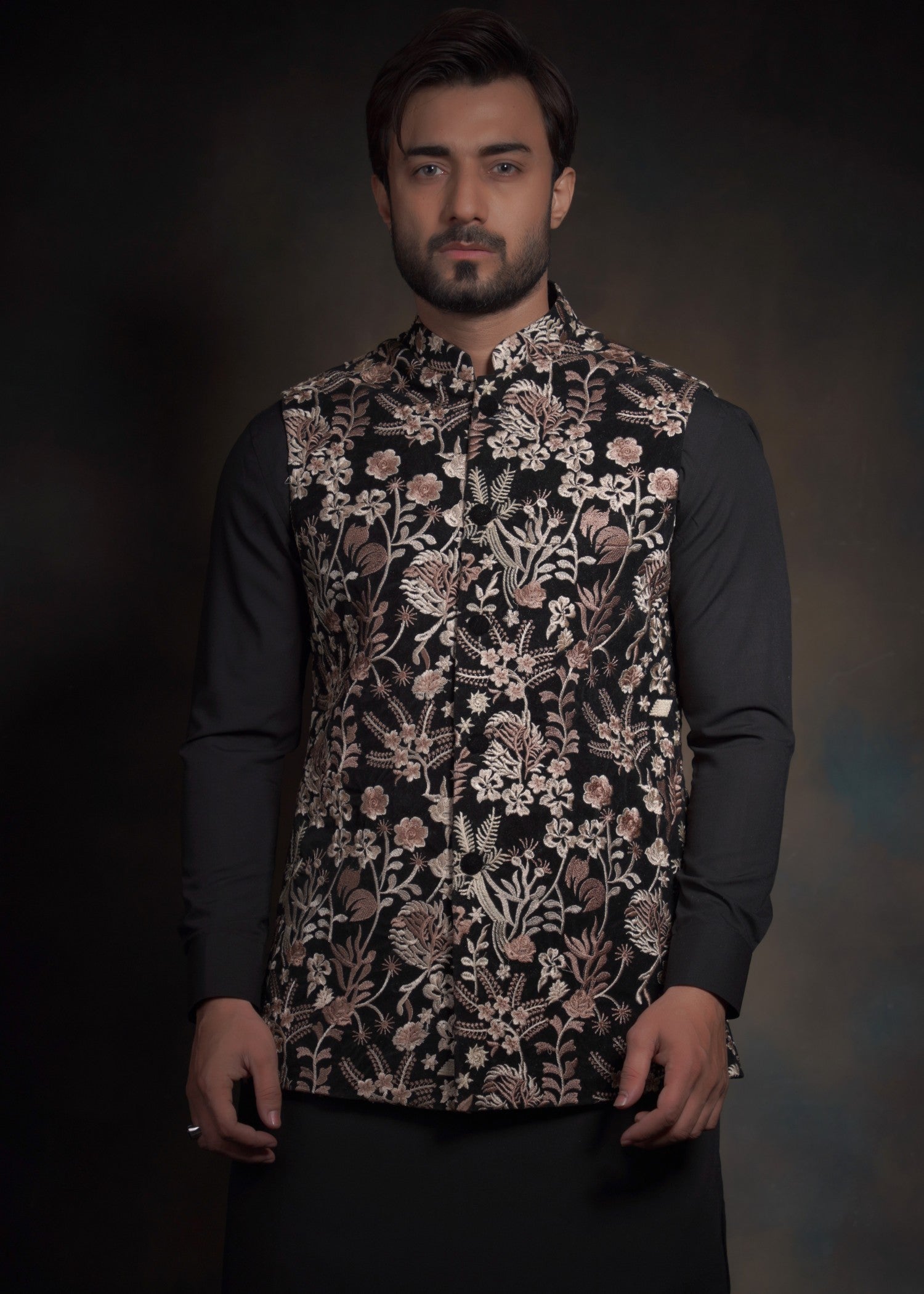 velvet Waistcoat in Jet black
