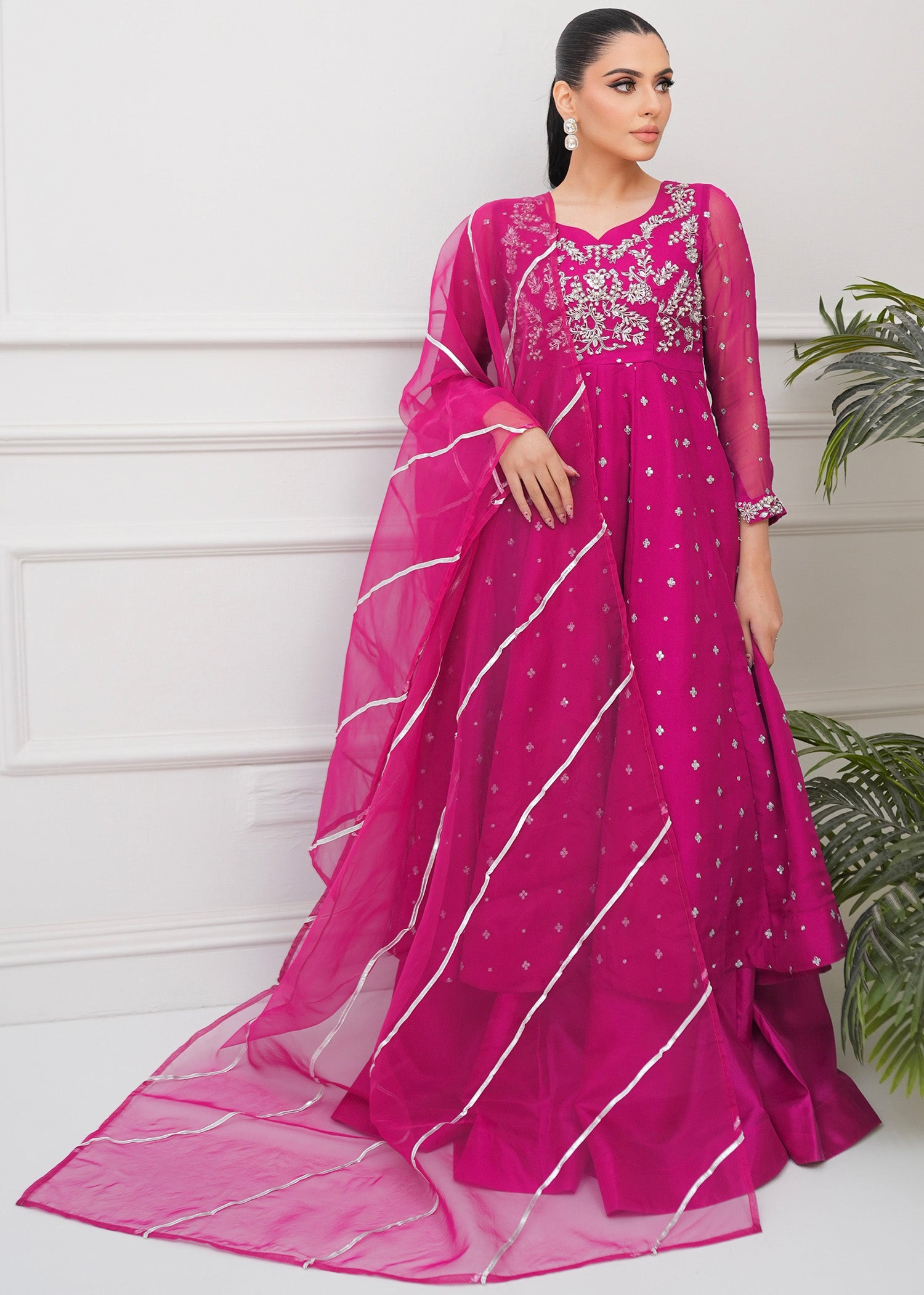 chiffon Lehenga in Bubblegum pink