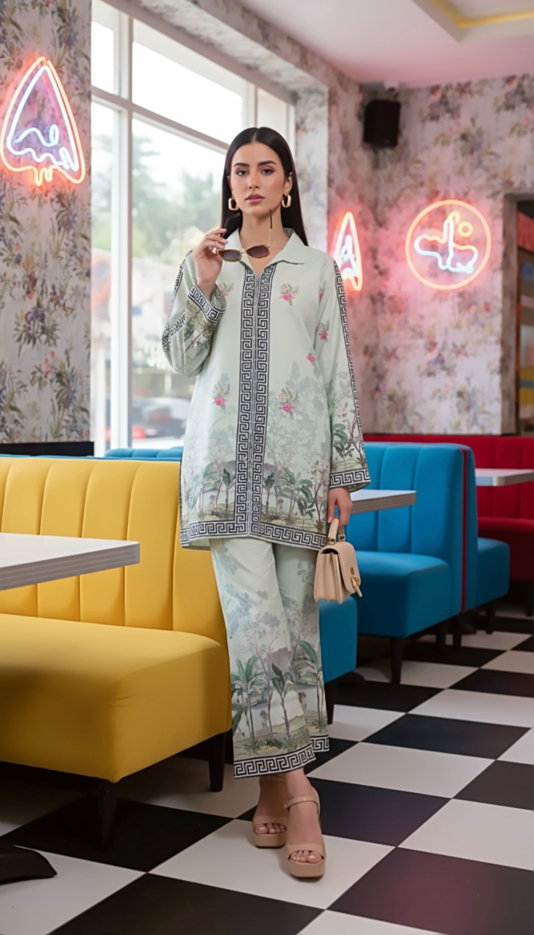 cambric Co ord Sets in Pastel green