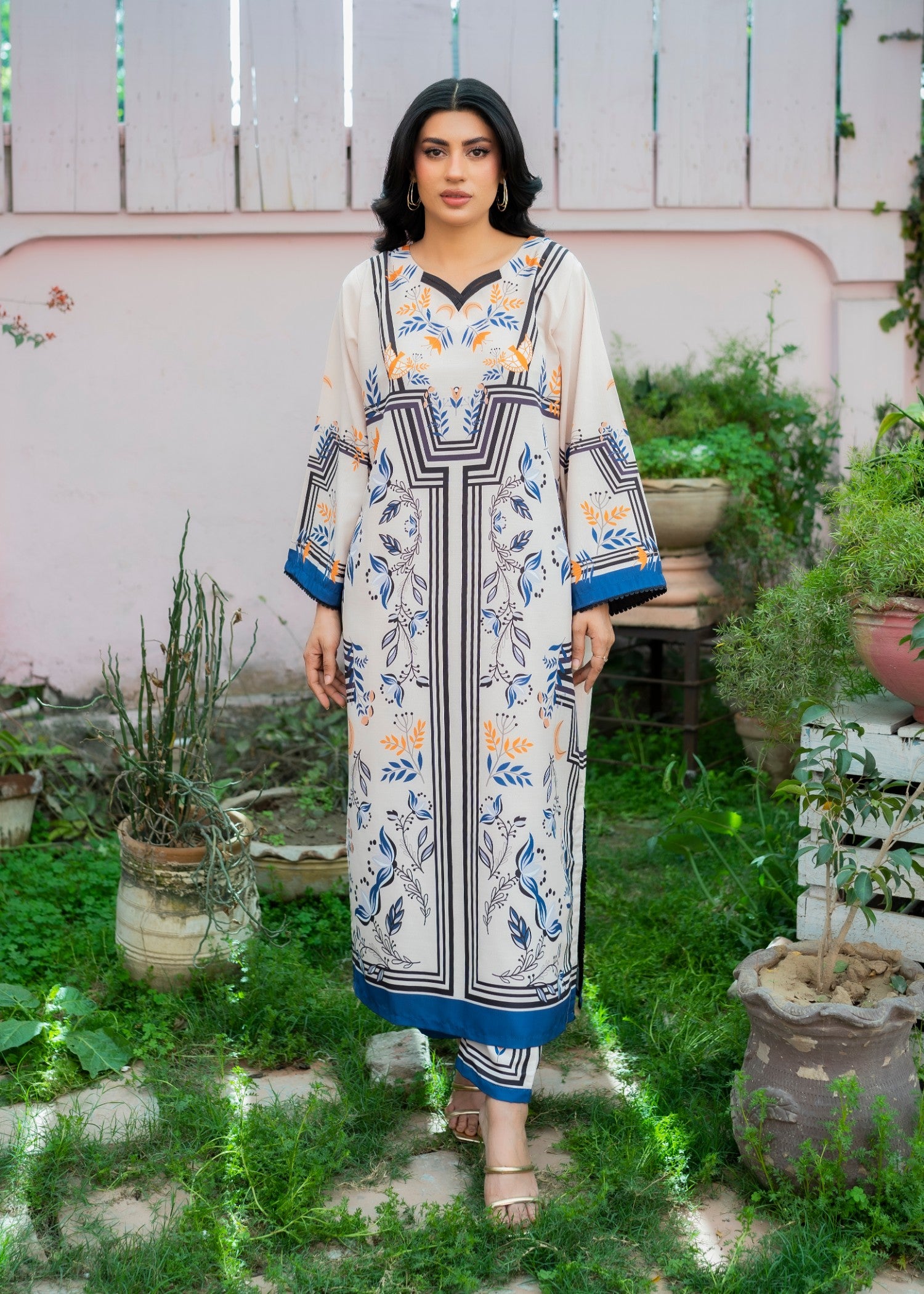 poly lawn Kaftan in Cotton