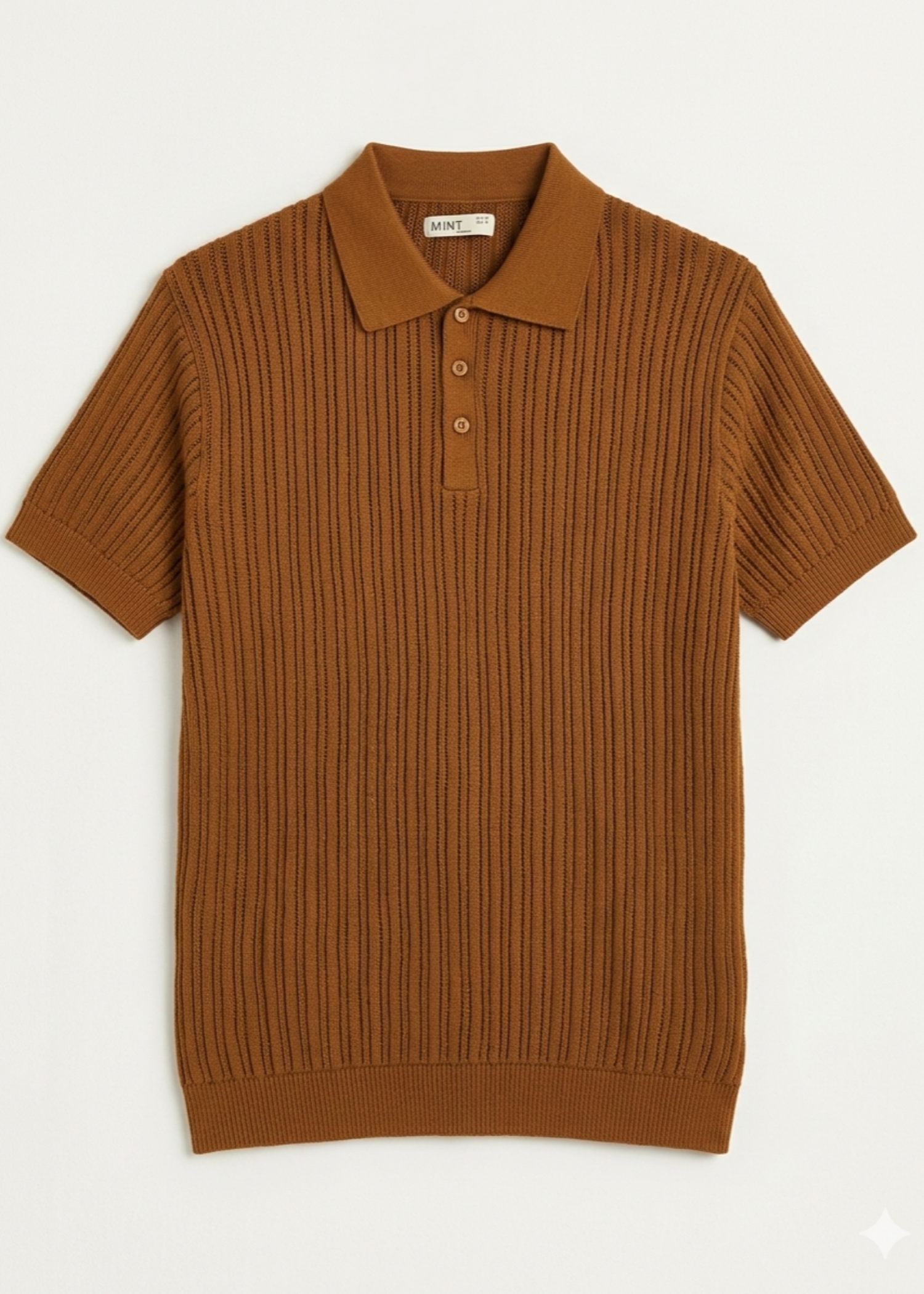 cotton Polo Shirt in Caramel brown