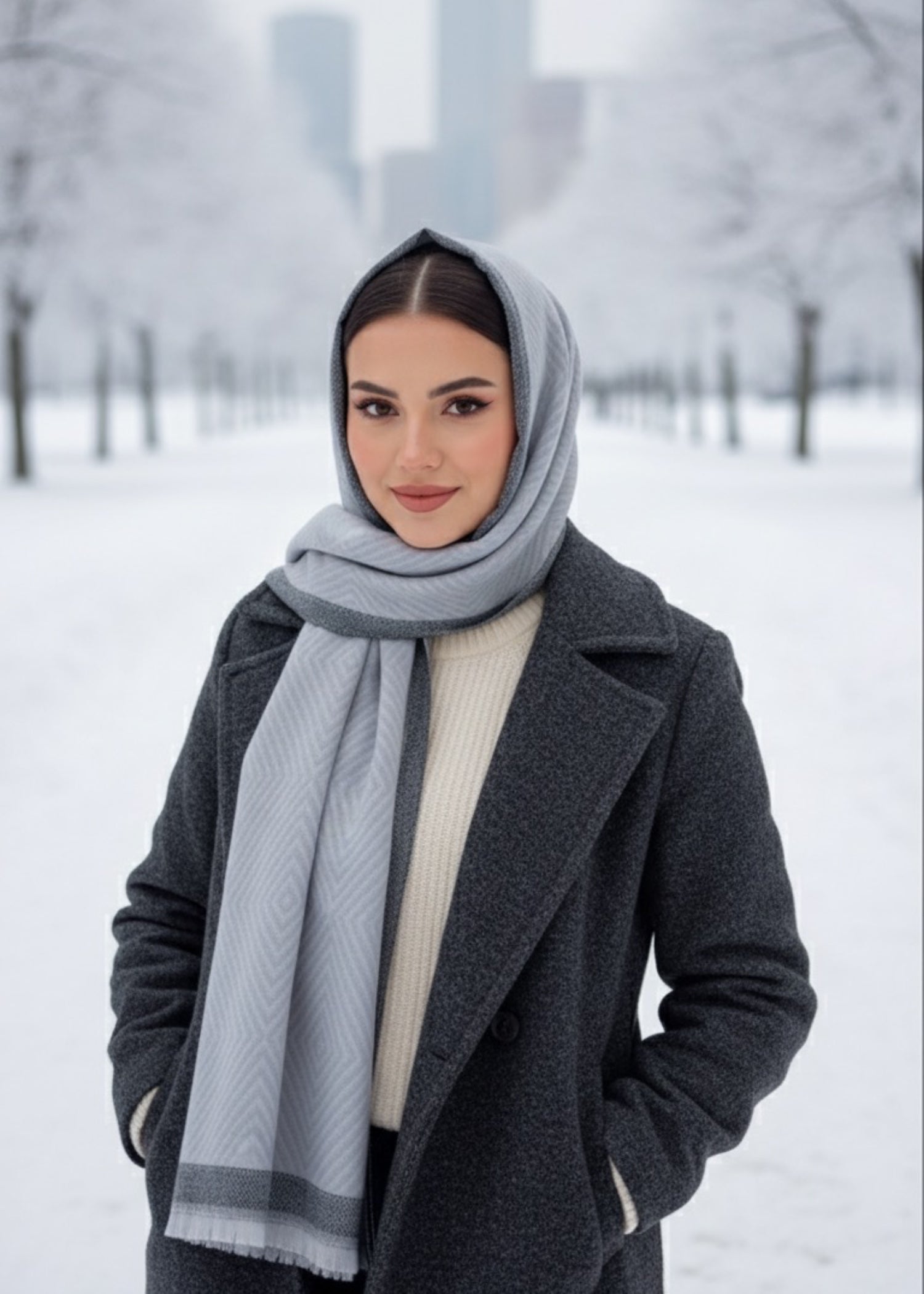 wool Hijab in Silver