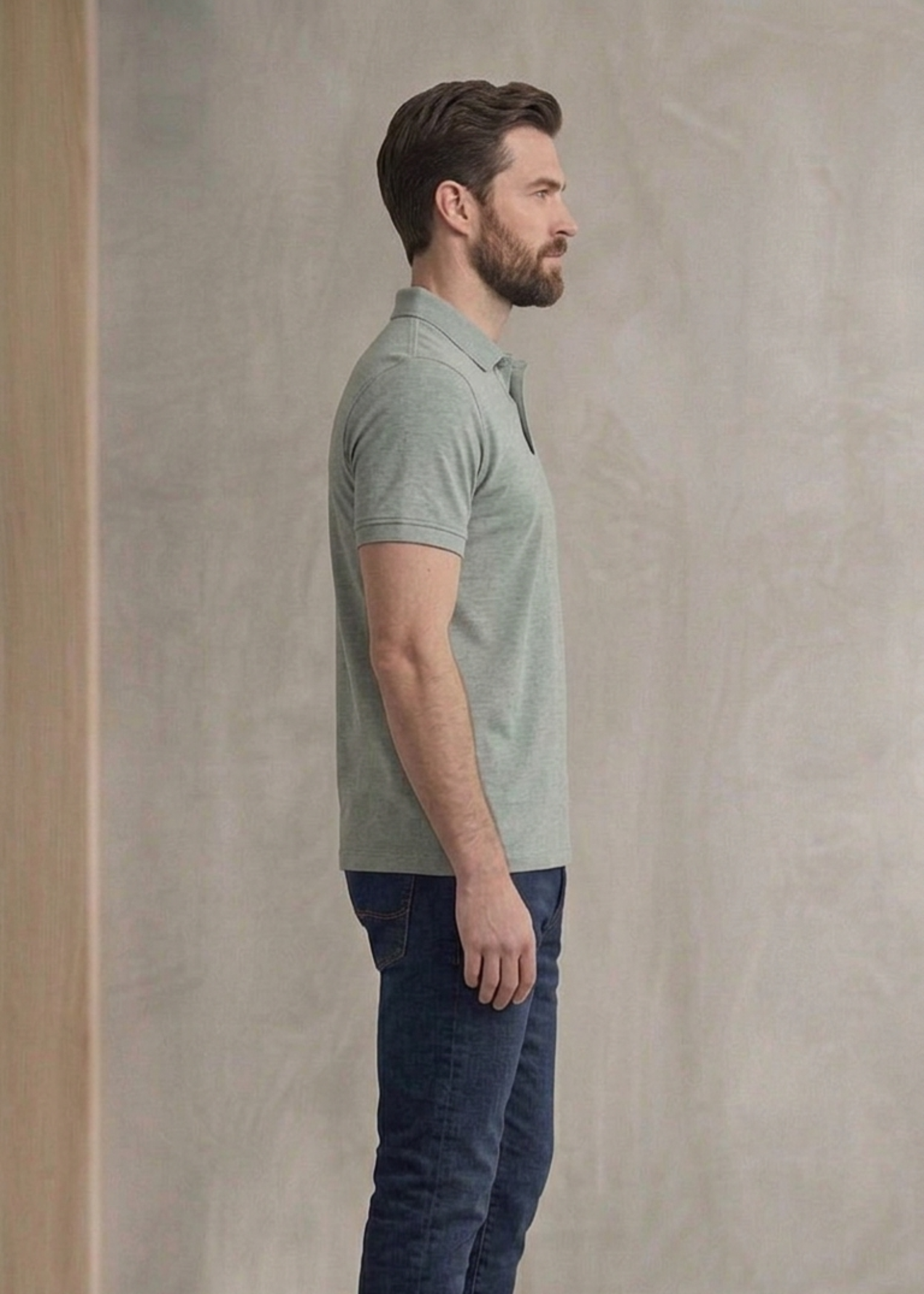 cotton Polo Shirt in Sage green by Imagination Apparel