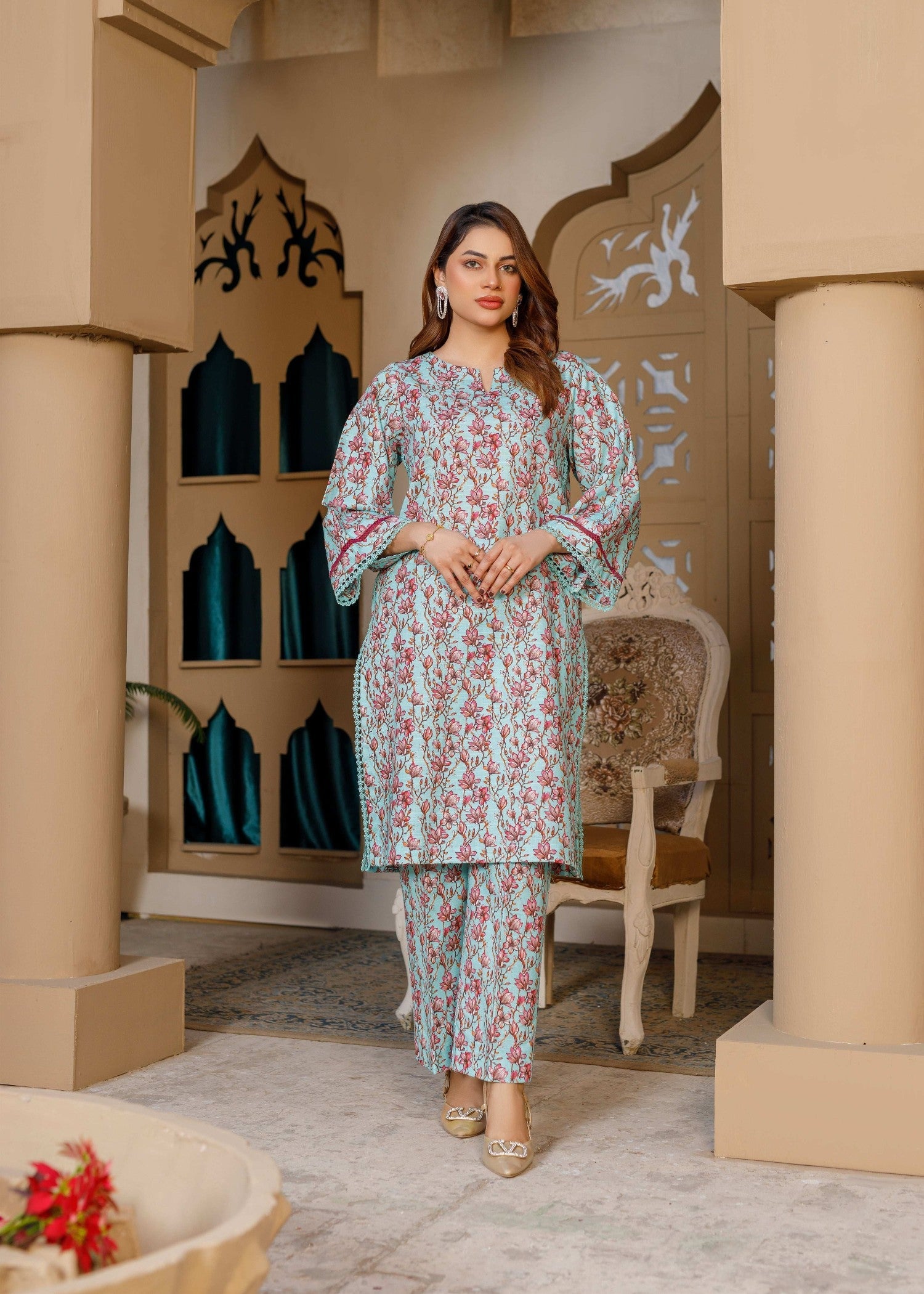 khaddar Co Ord Sets in Sky blue