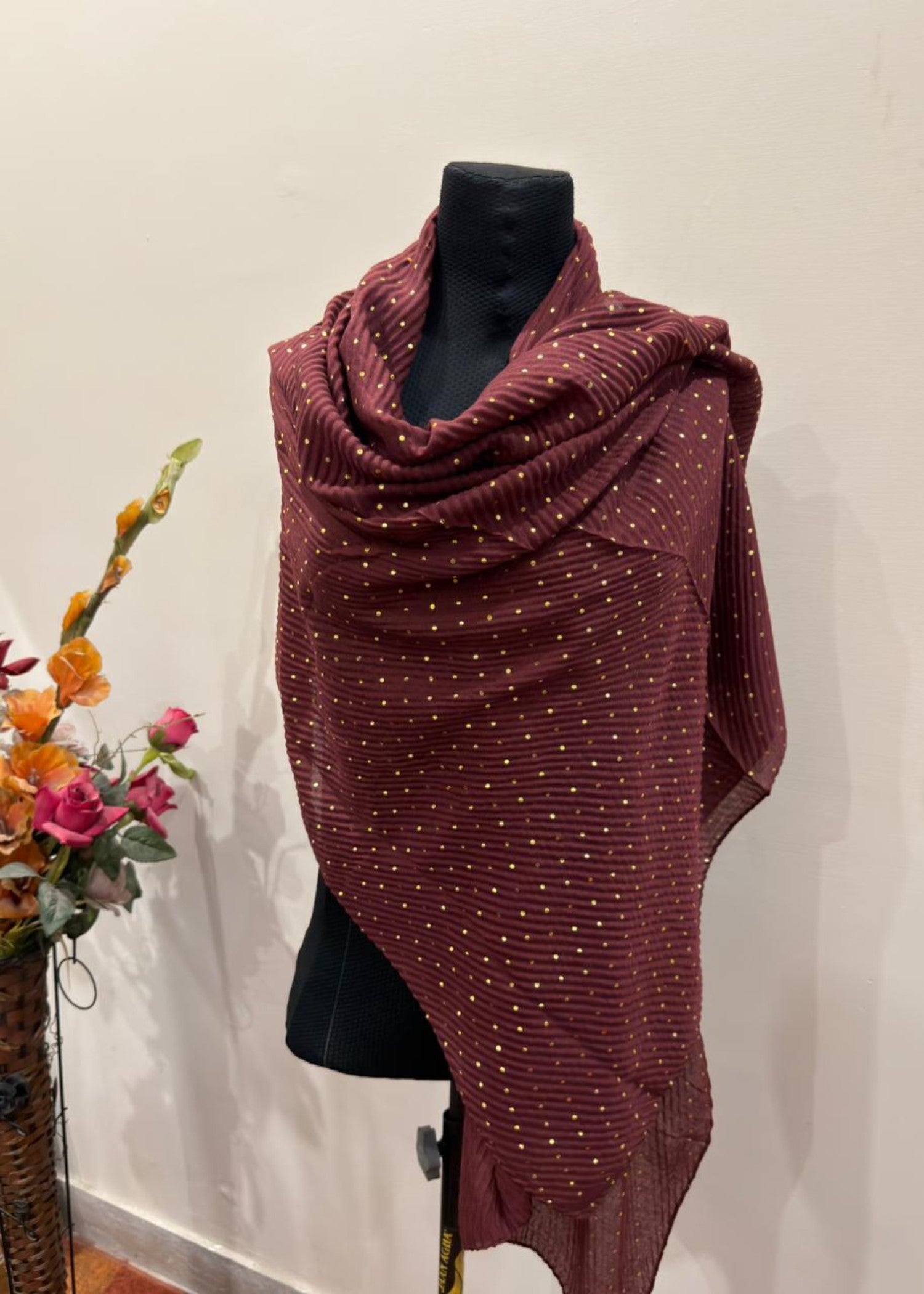 textured lawn Hijab in Maroon