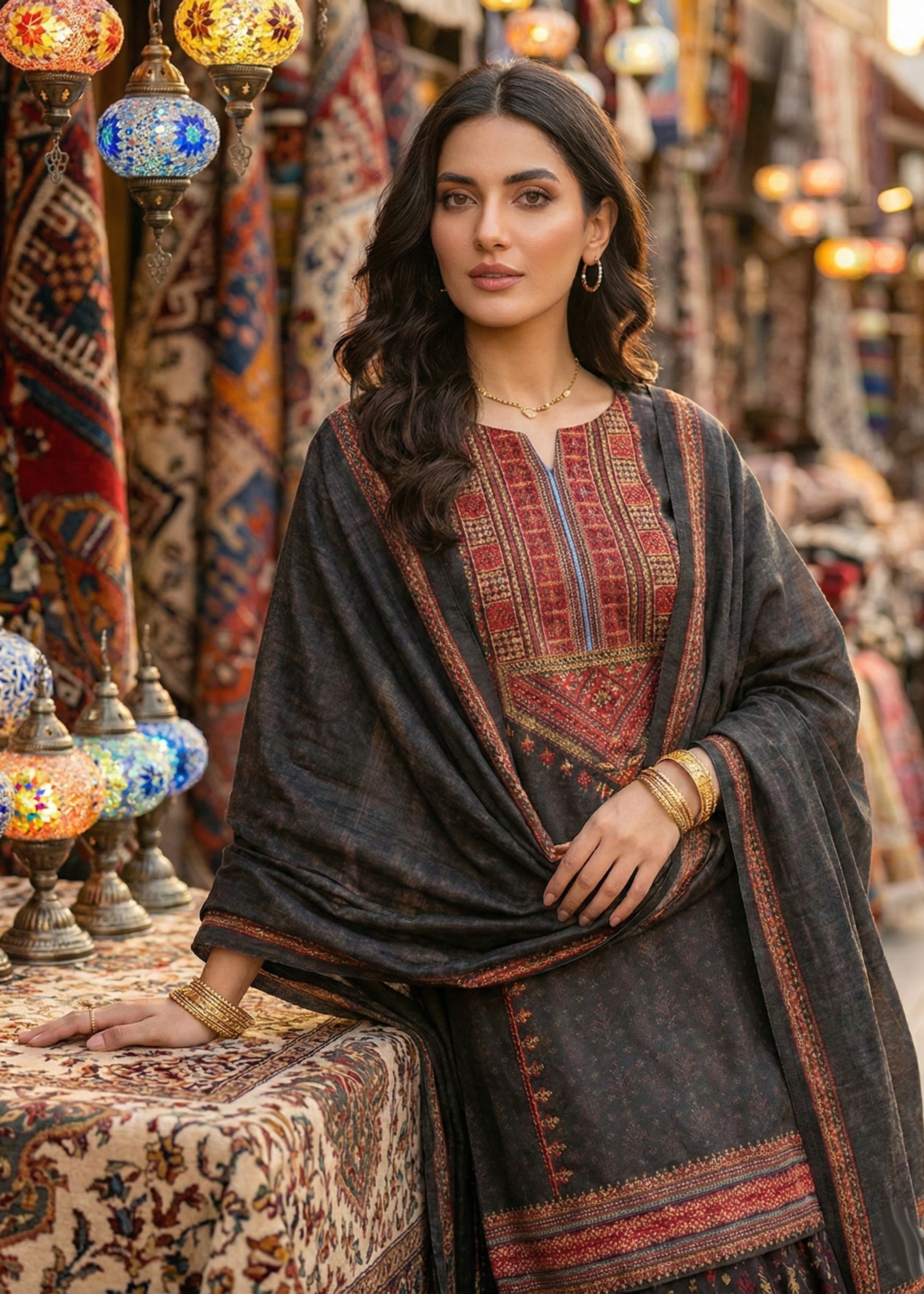 silk Gharara in Multi