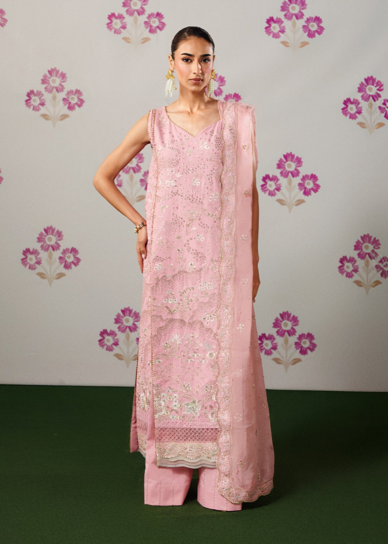 raw silk Kurta Set in Pink
