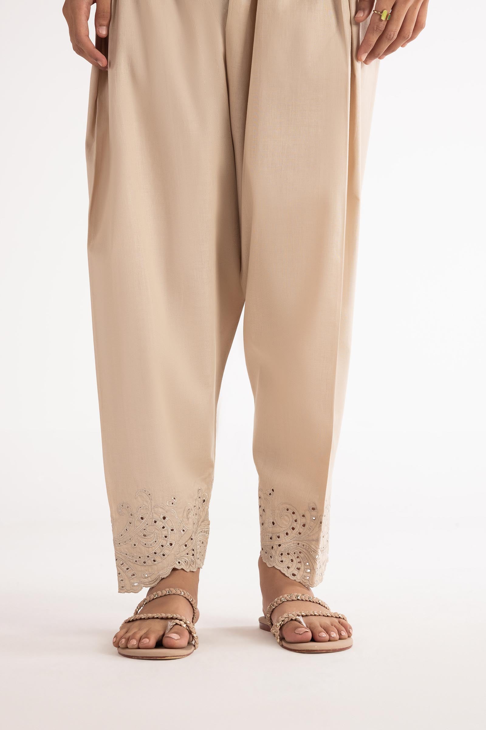 lawn Shalwar in Beige
