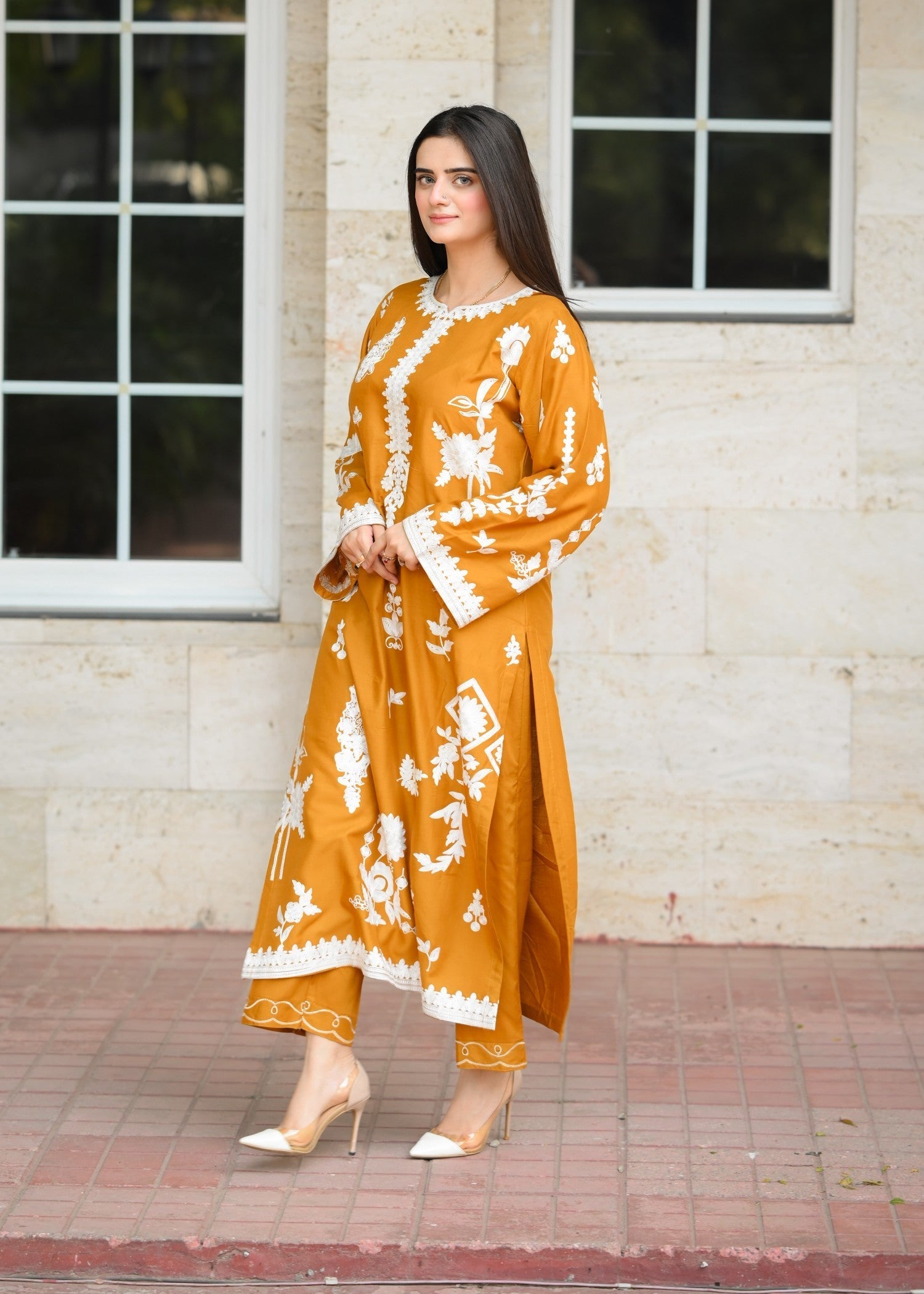 linen Kurta Set in Mustard