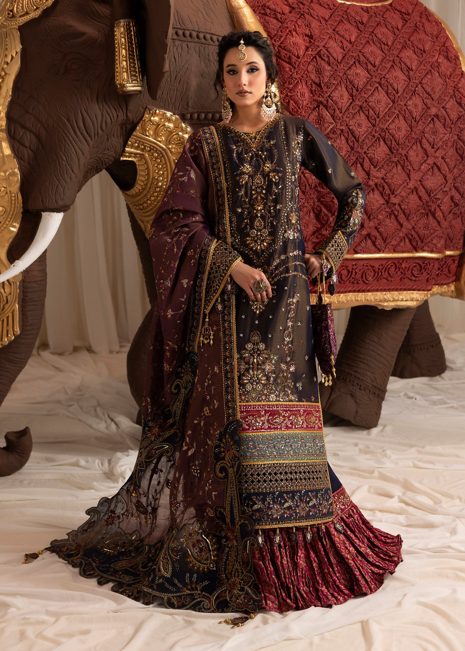 masuri Lehenga in Navy blue