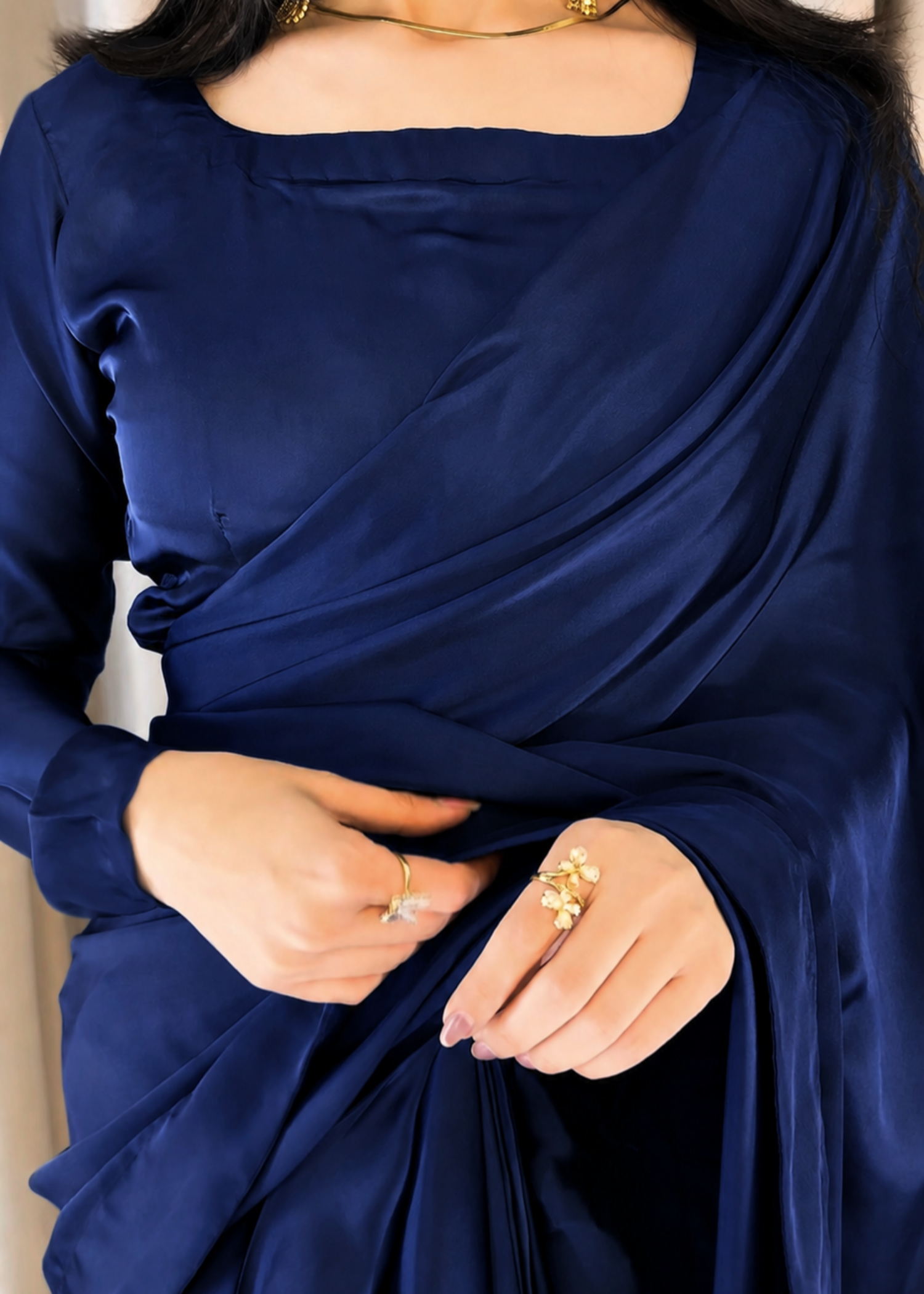 silk Saree in Navy blue