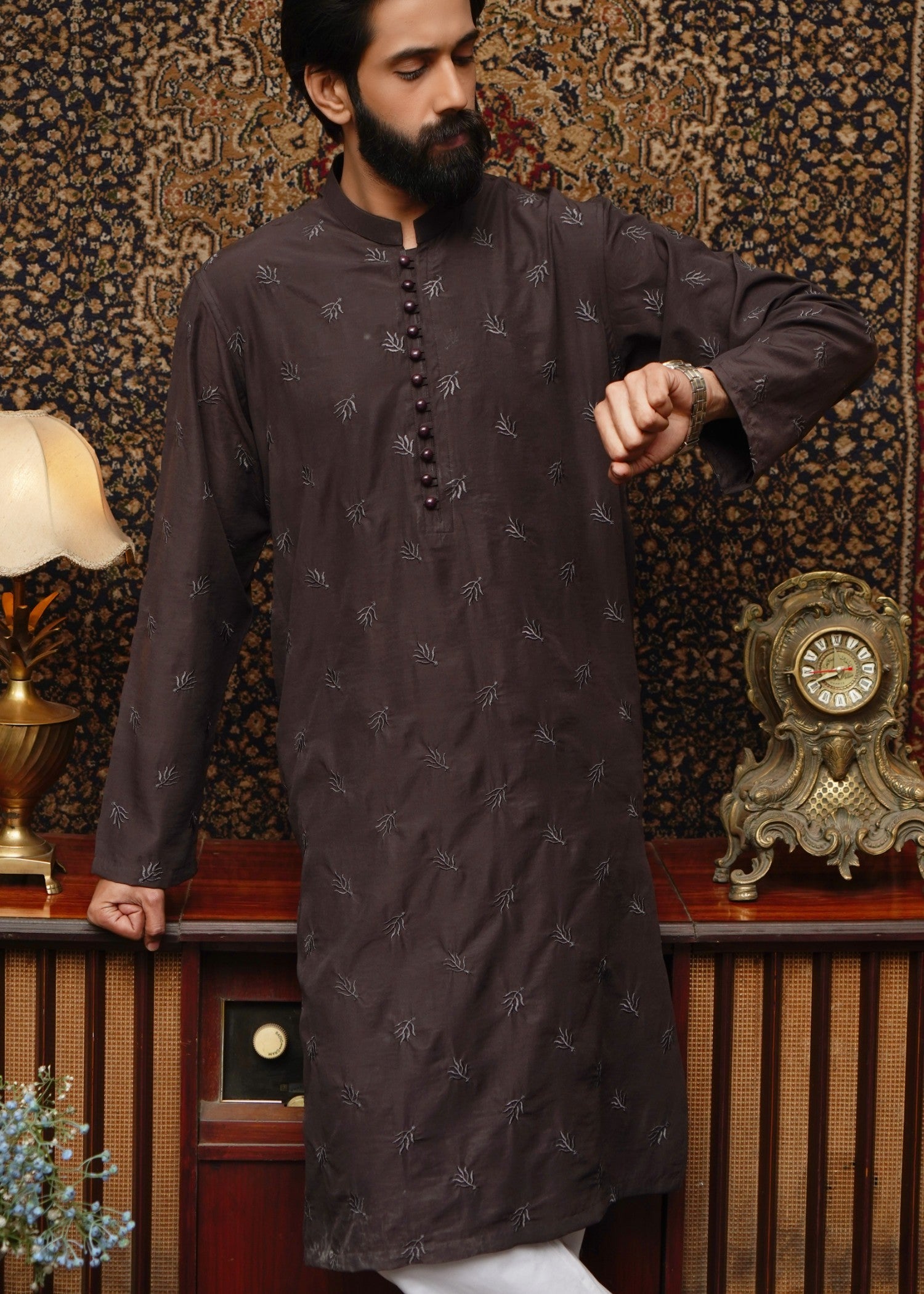 wash & wear Kurta in Chocolate brown by Maqsood Garments