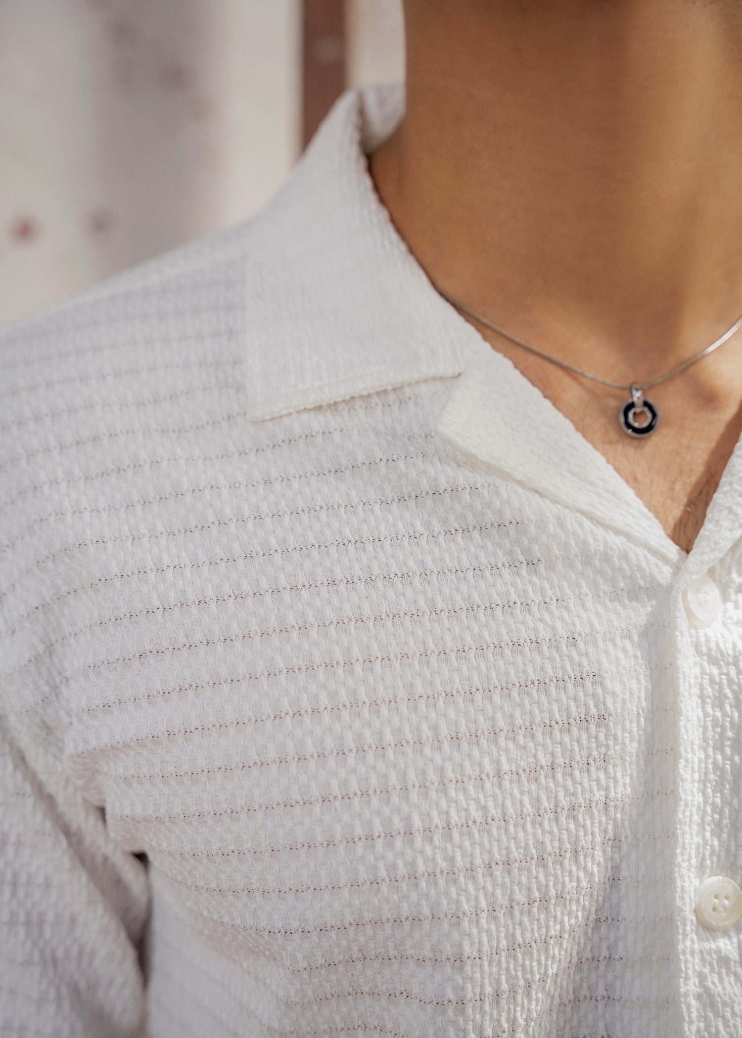 cotton Casual Shirt in White, white smoke