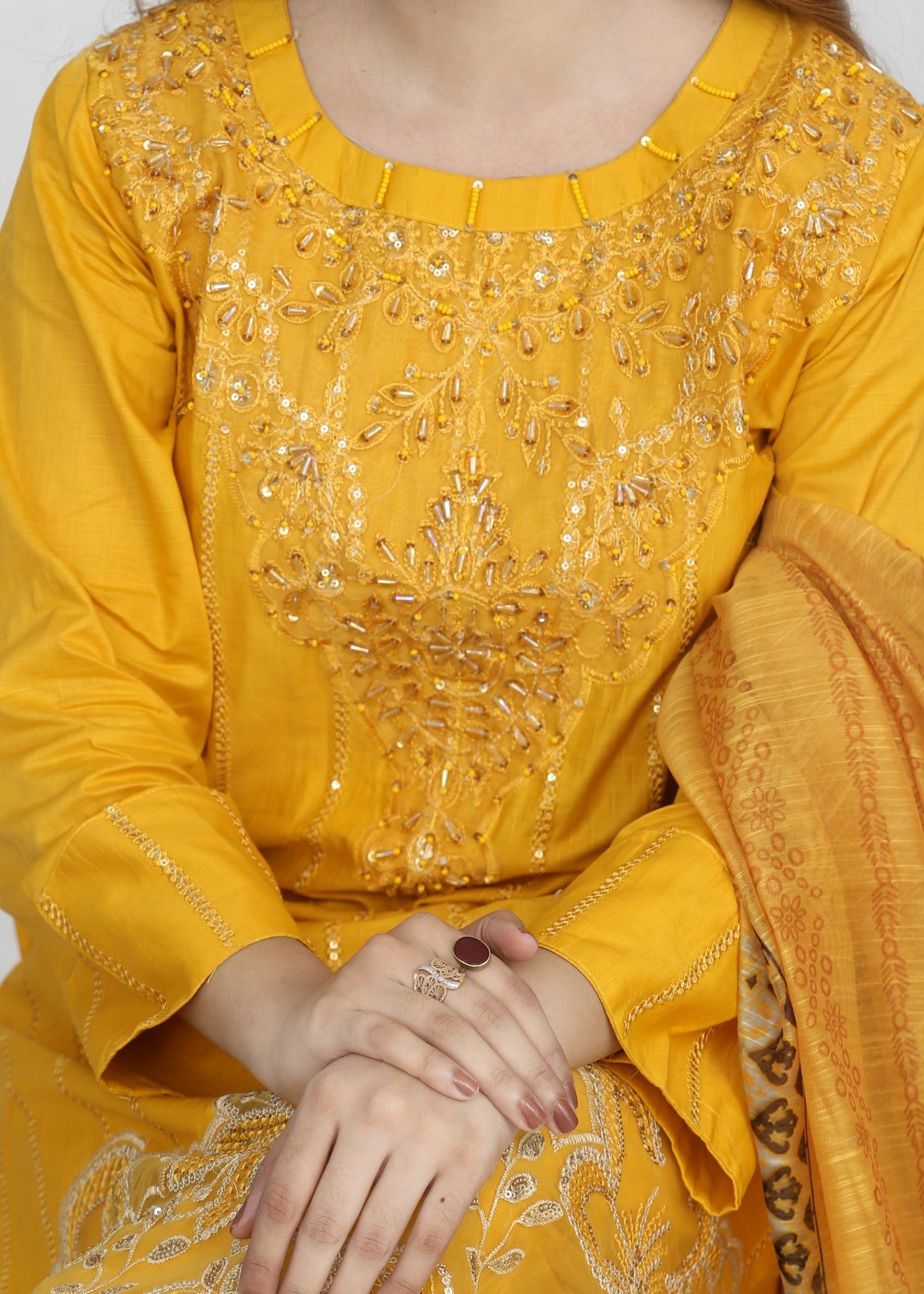 cotton Kurta Set in Mustard