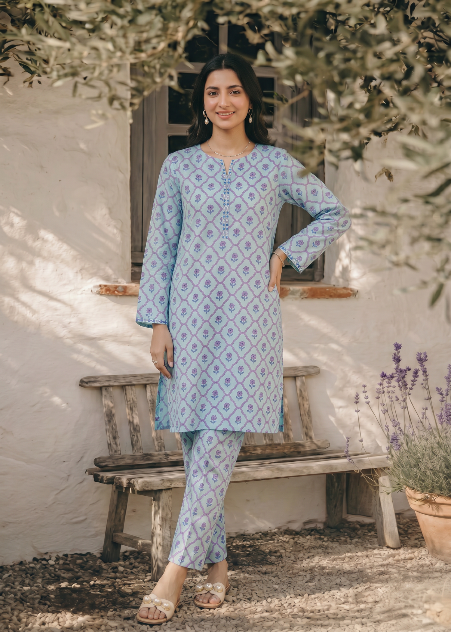 lawn Co Ord Sets in Light blue