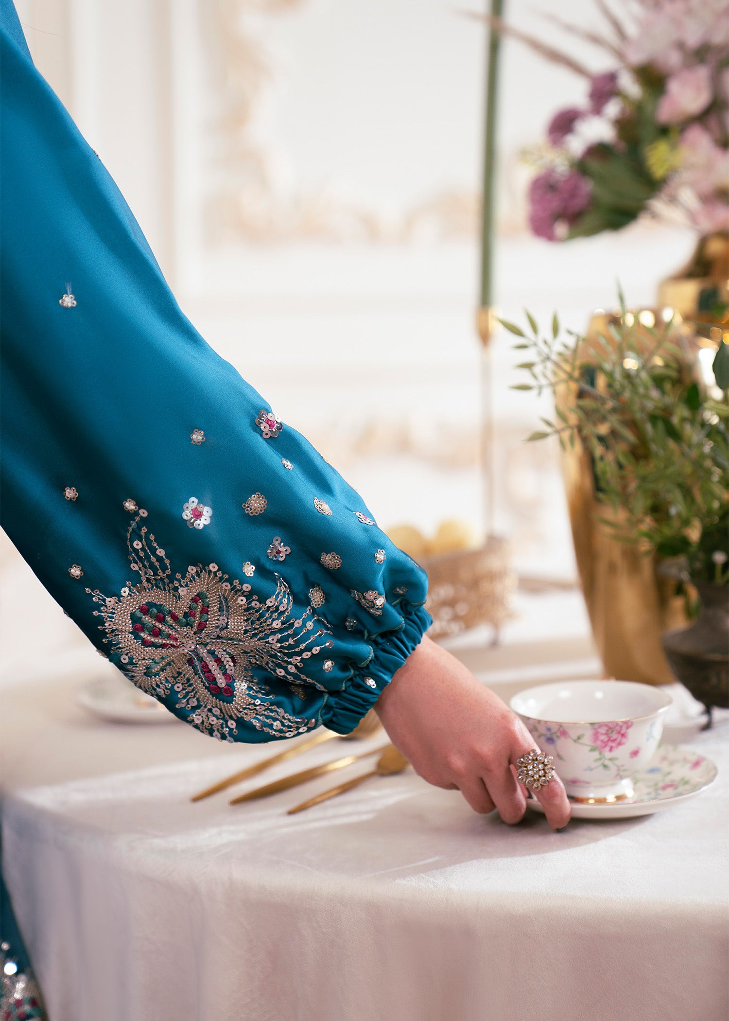 charmuse/shamooz Kurta Set in Steel blue
