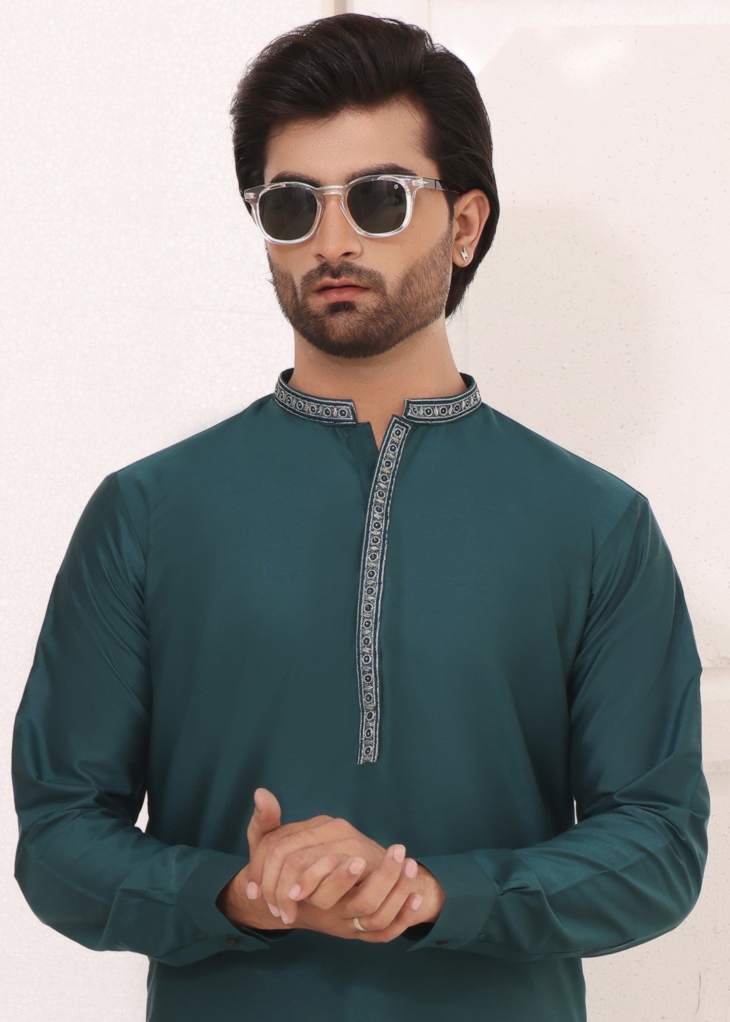 cotton silk Kurta Set in Teal