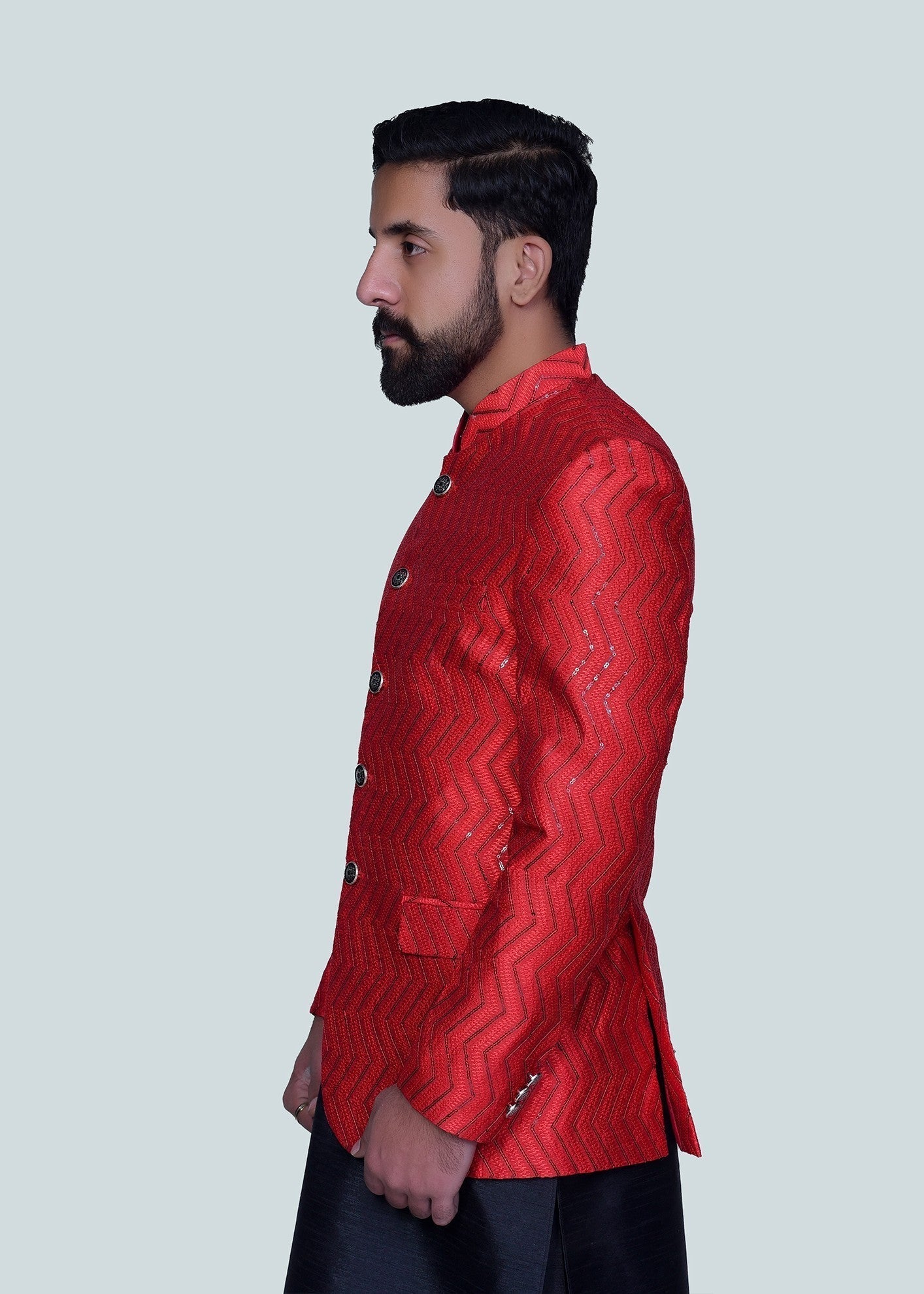 silk Prince Coat in Red
