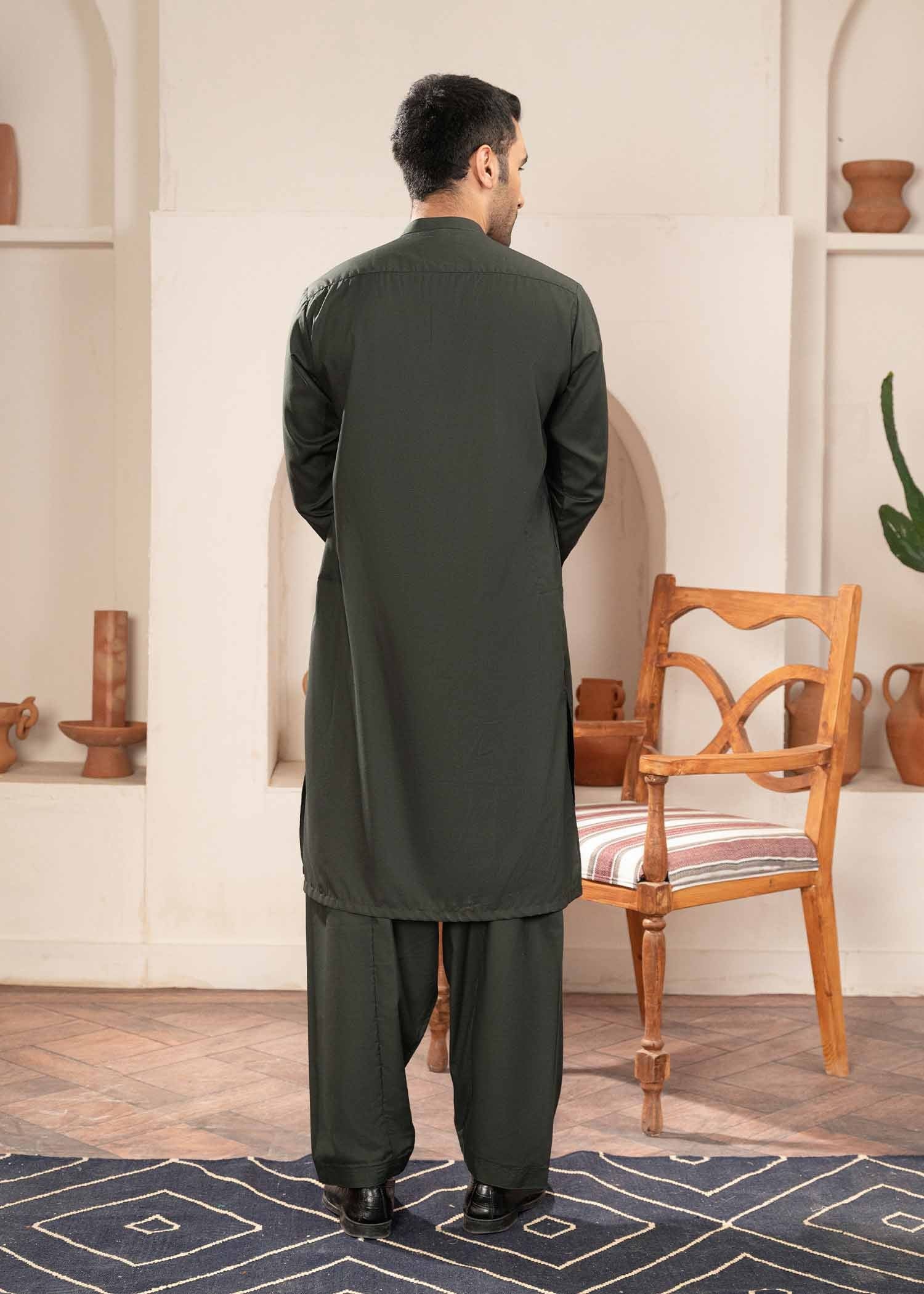 wash & wear Shalwar Kameez in Forest green