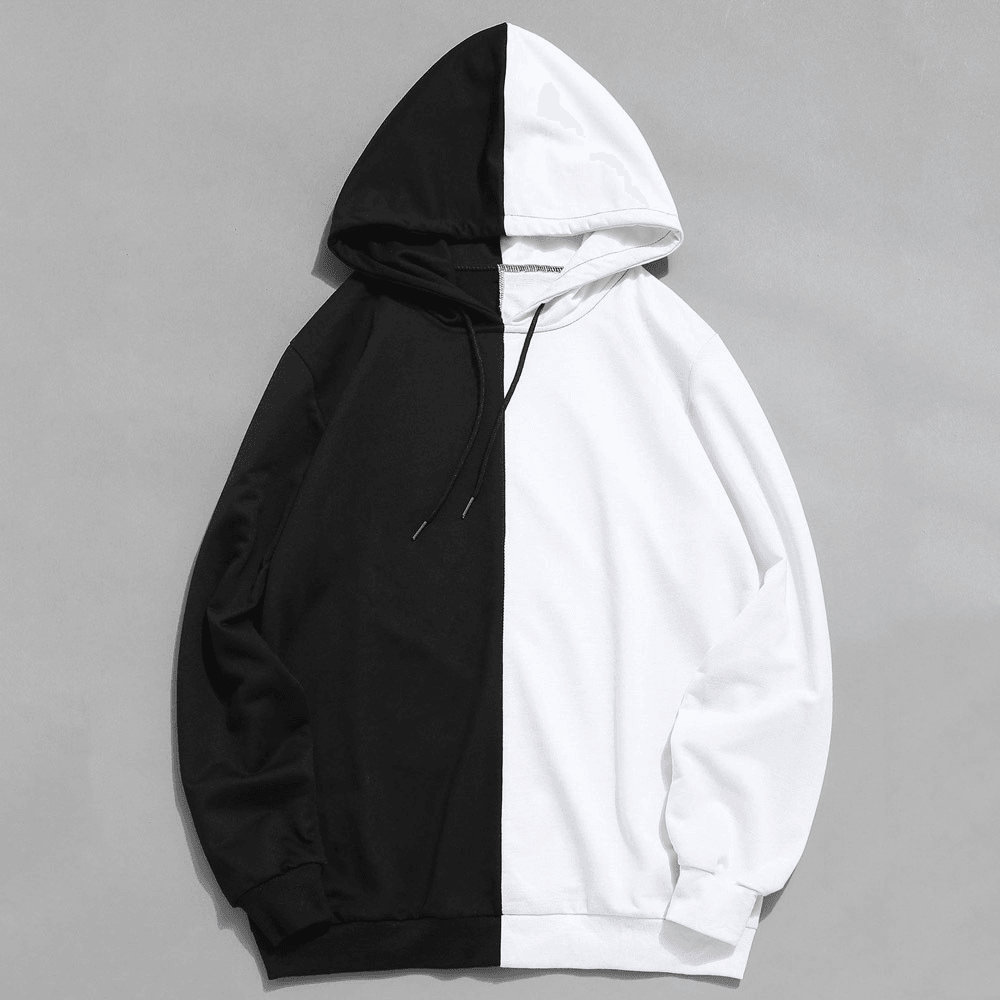 Solid Color Men'S Hooded Stitching Sweater