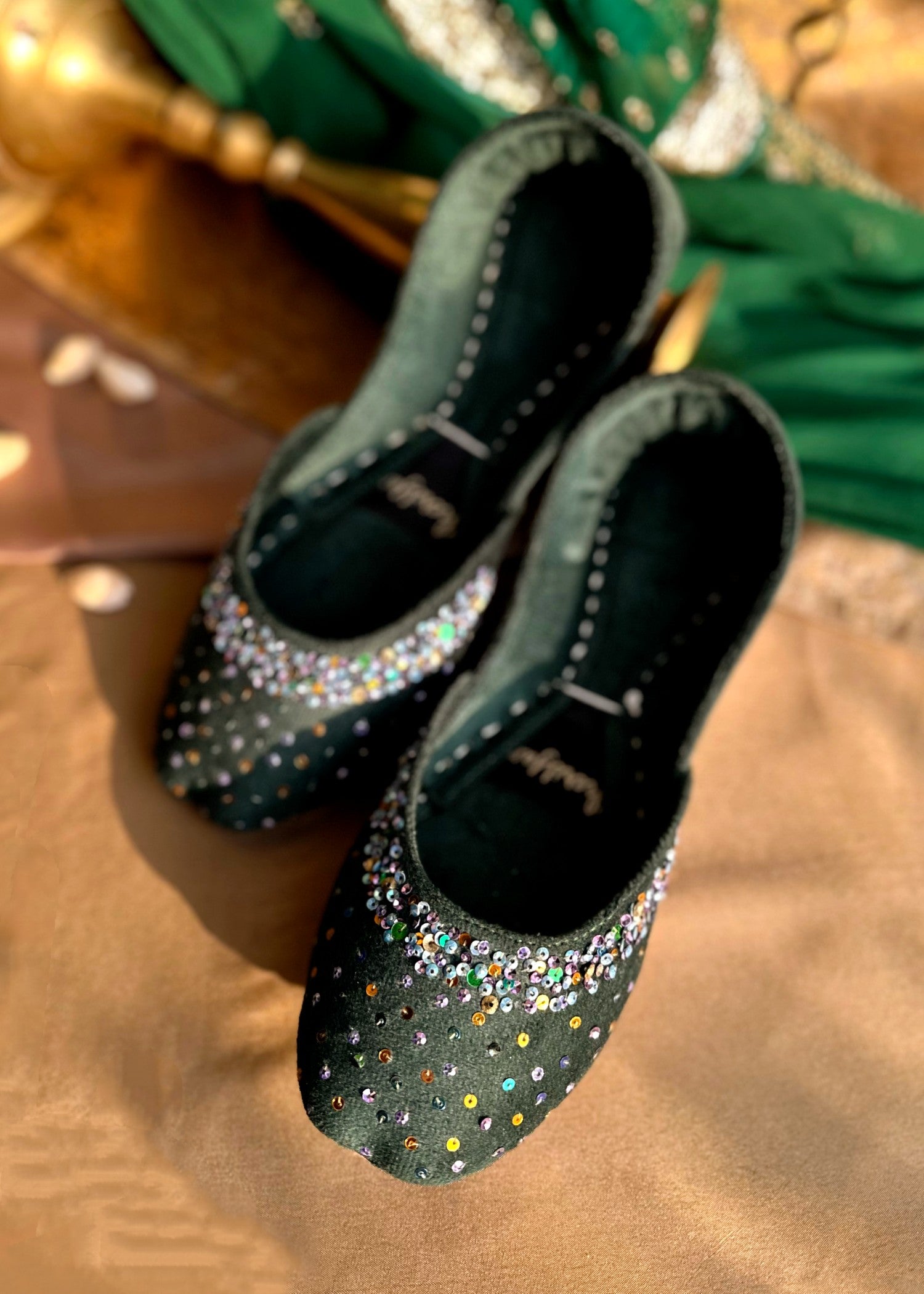 Khussa in Dark green by - High Quality Women Khussa DAZ2517