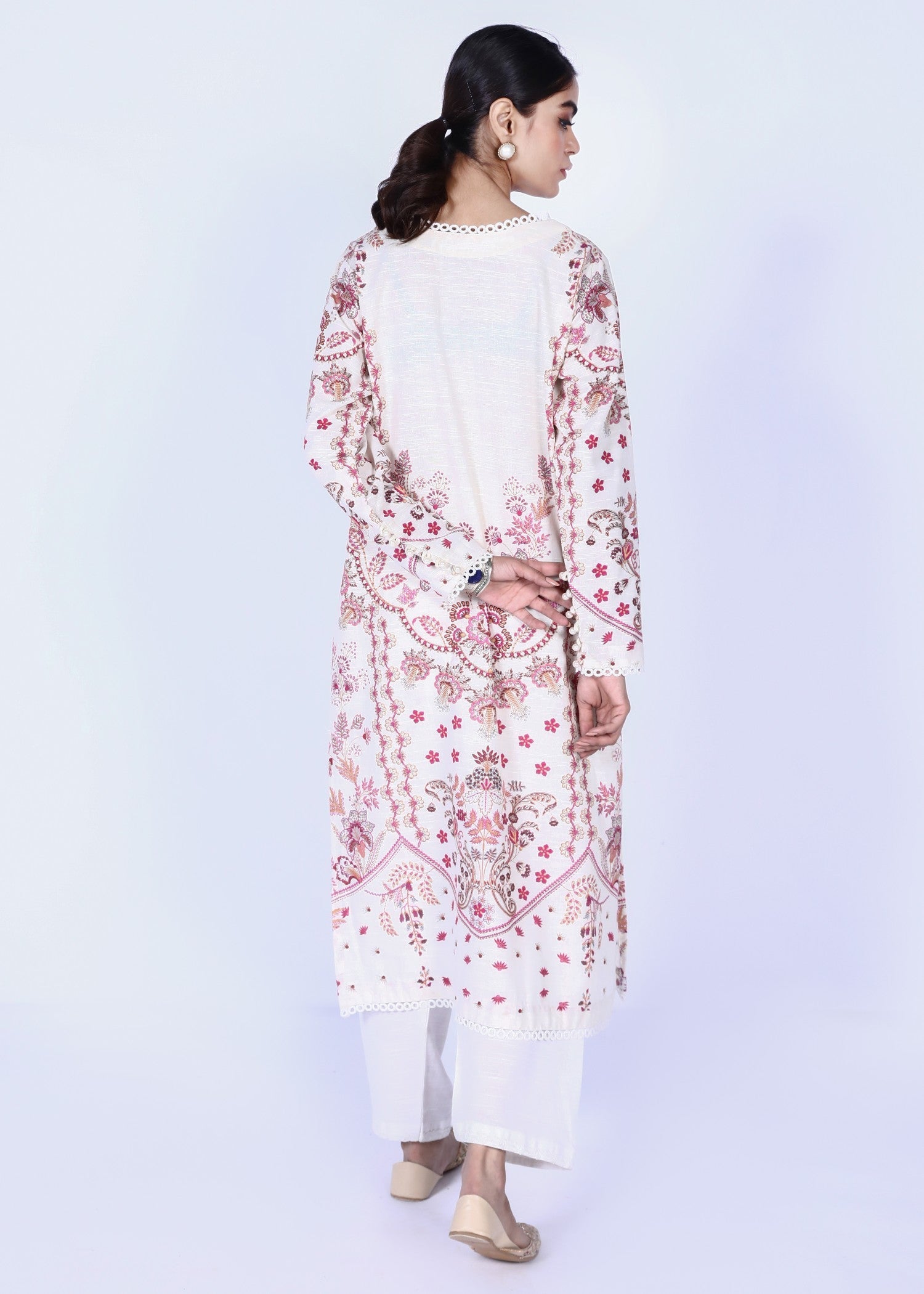khaddar Kurti in Ivory