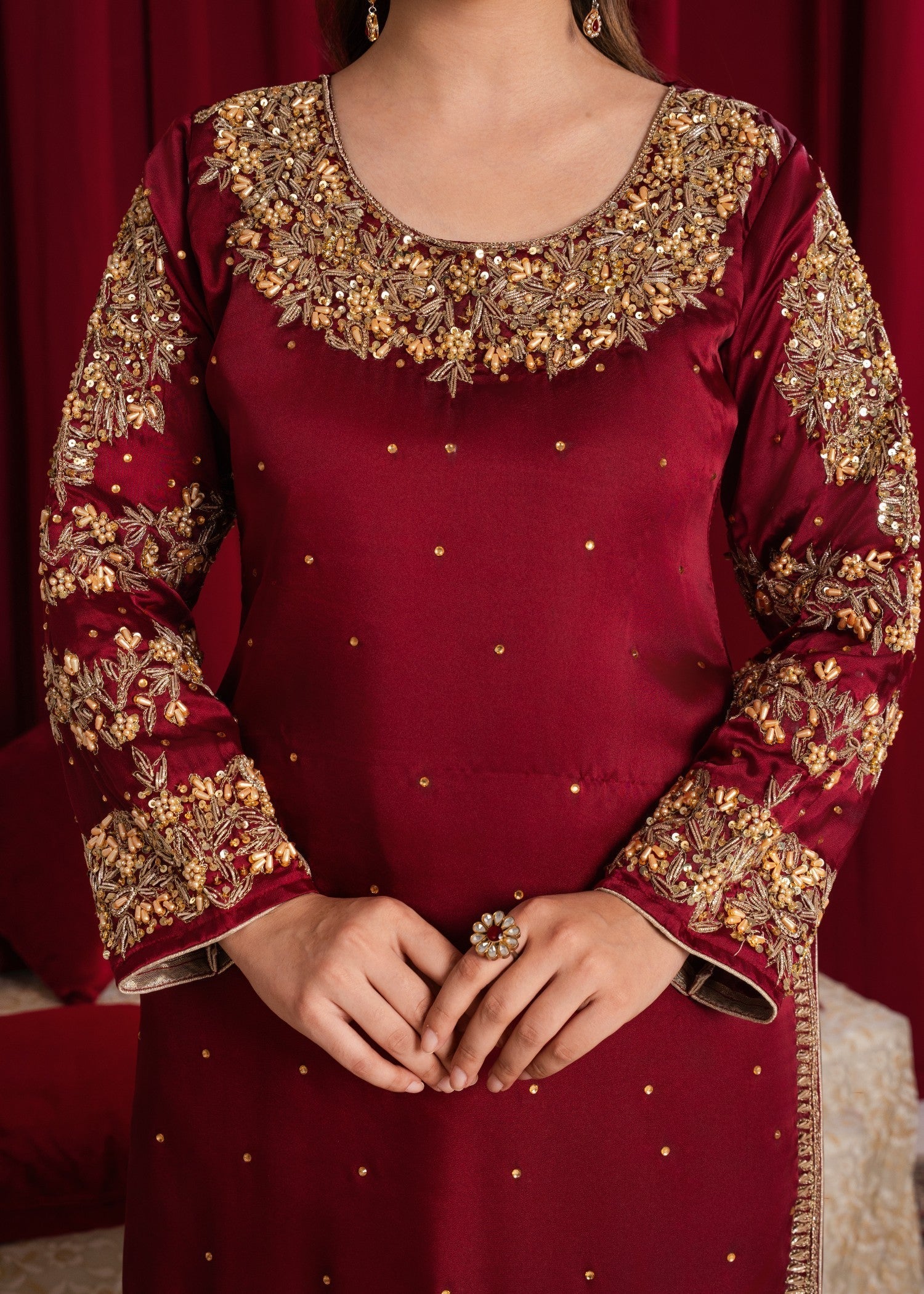 charmuse/shamooz Sharara in Maroon