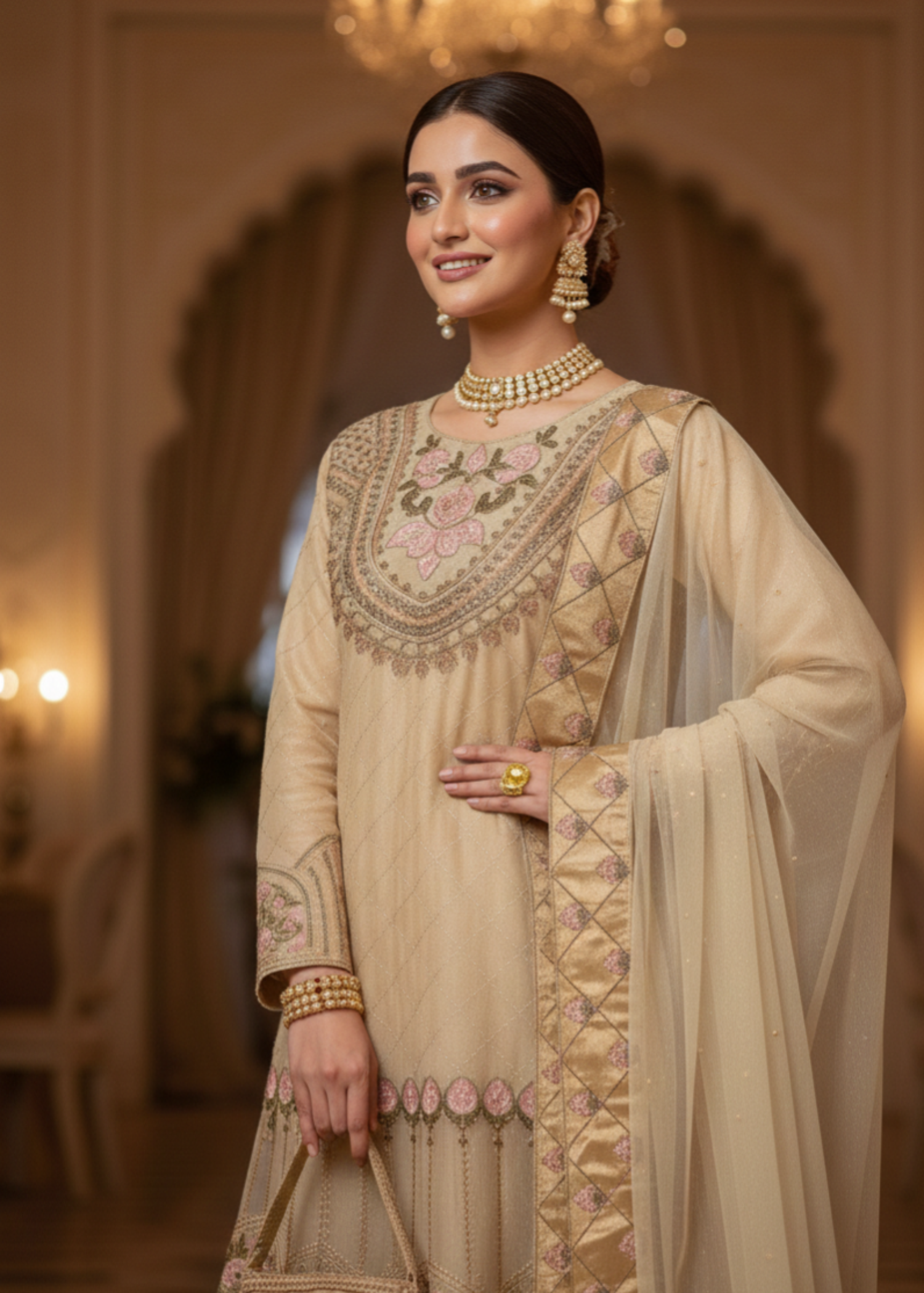 organza Lehenga in Mellow yellow