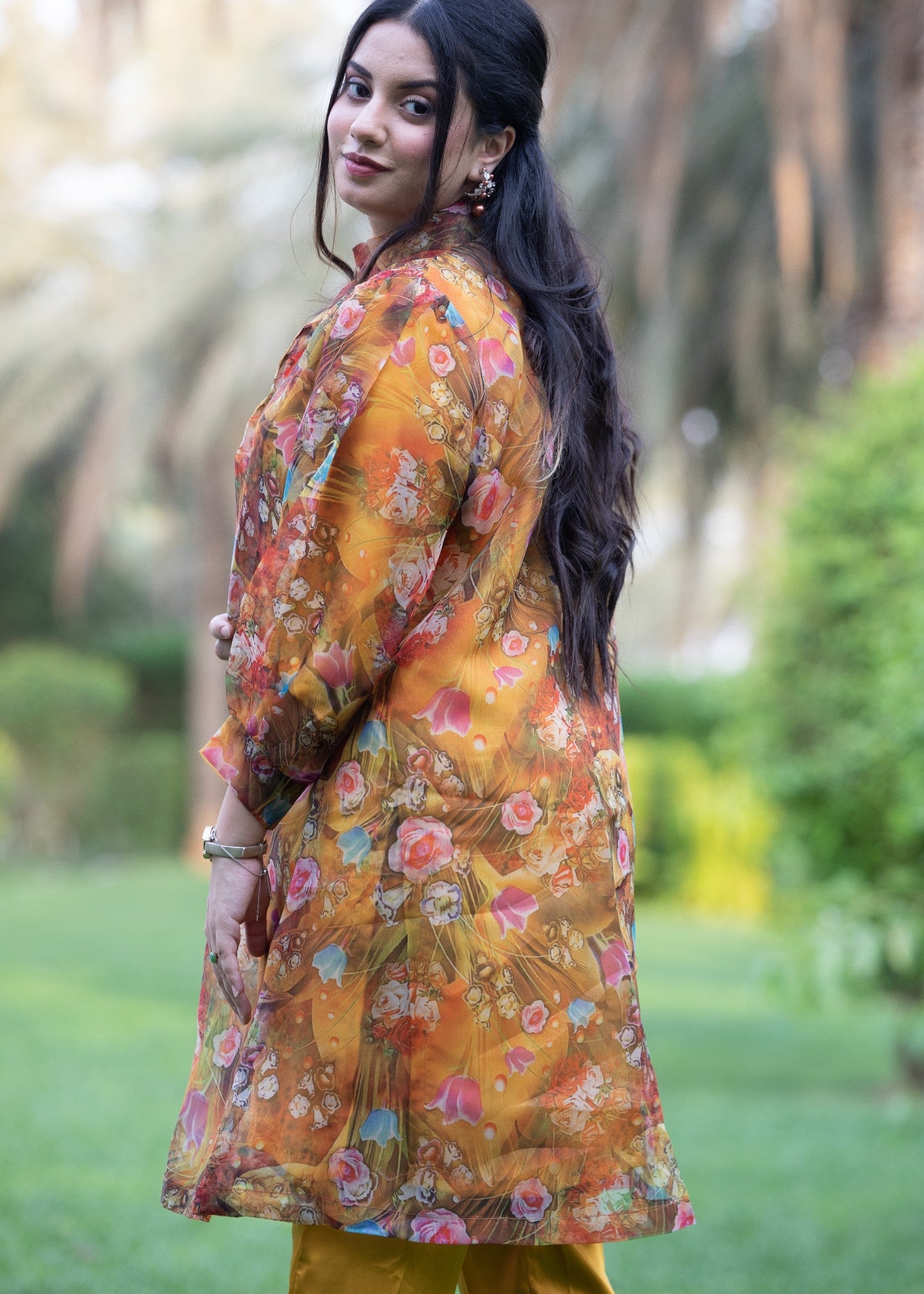 silk Gown in Mustard